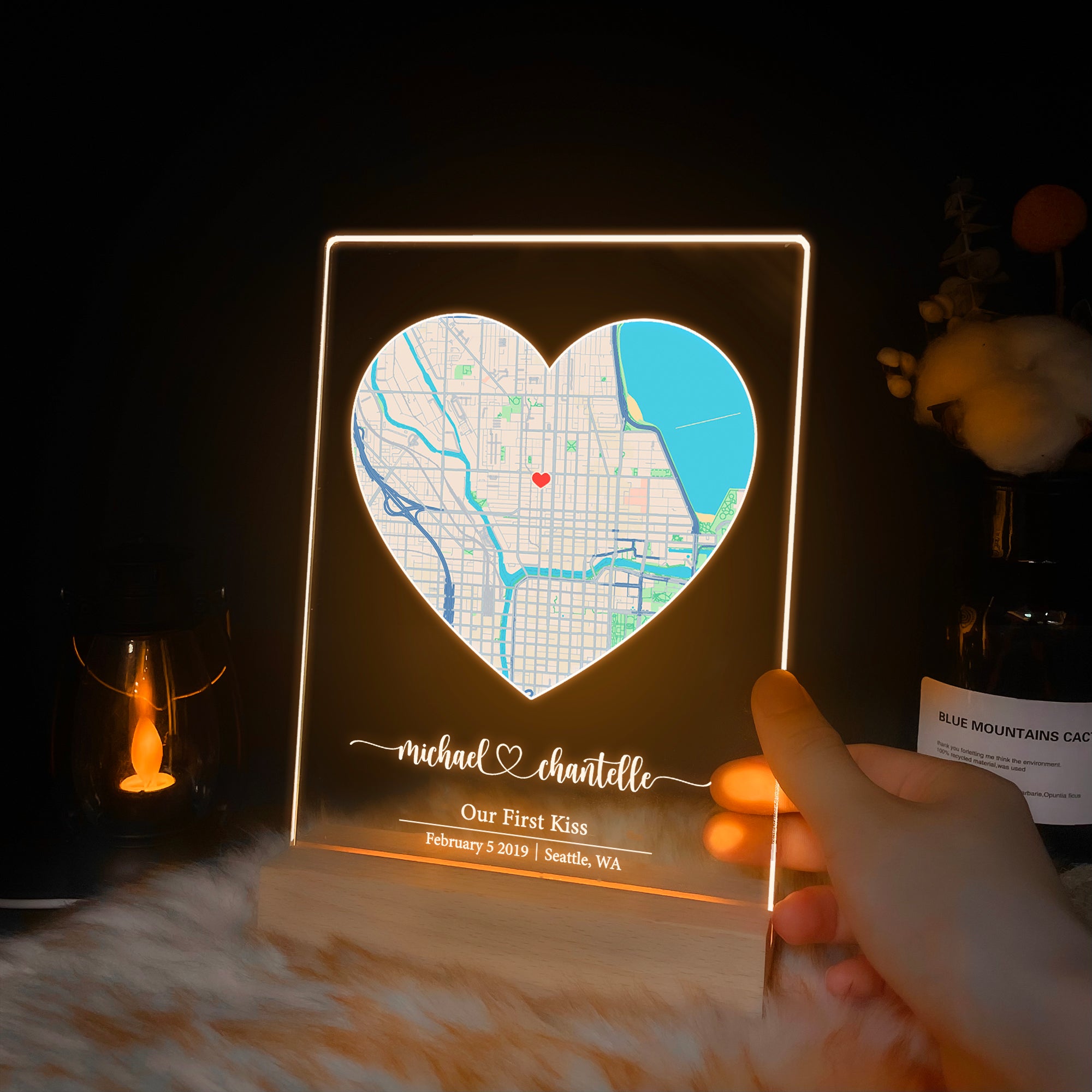 Custom Location Map Acrylic Night Light (MAP17)