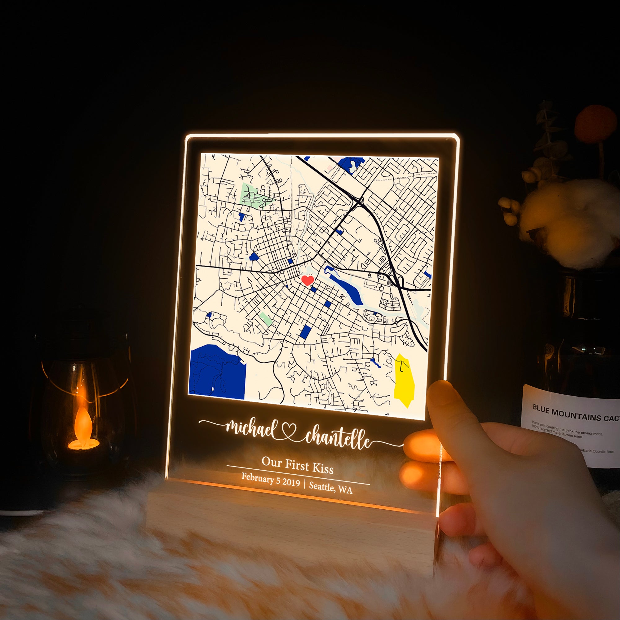 Custom Location Map Acrylic Night Light (MAP18)