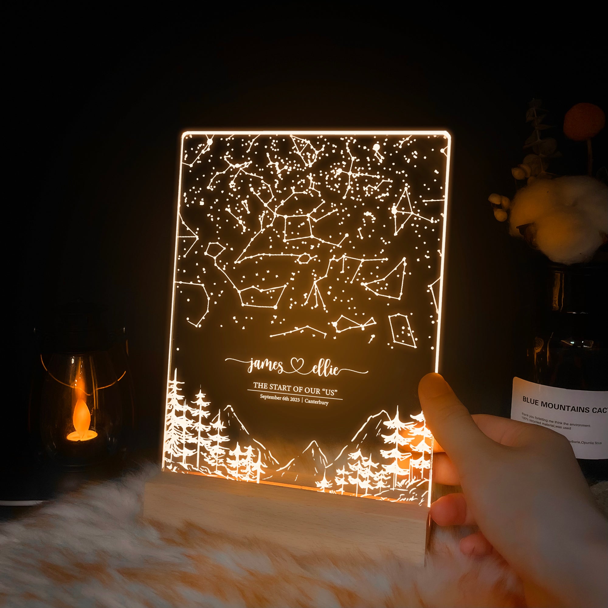 Personalized Night Sky Star Map by Date – Custom Constellation Print & Night Light (STAR01AG)