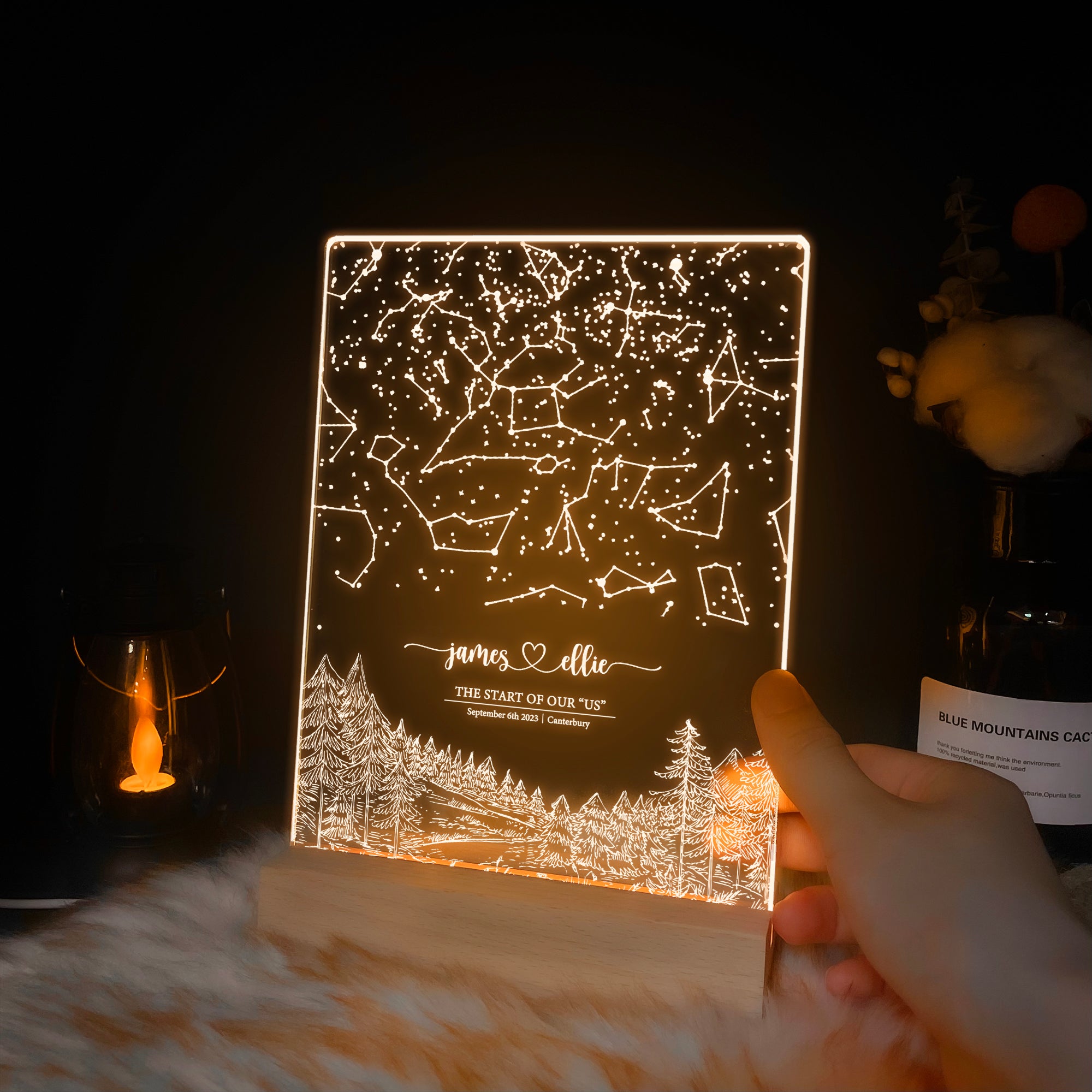 Personalized Night Sky Star Map by Date – Custom Constellation Print & Night Light (STAR01AH)