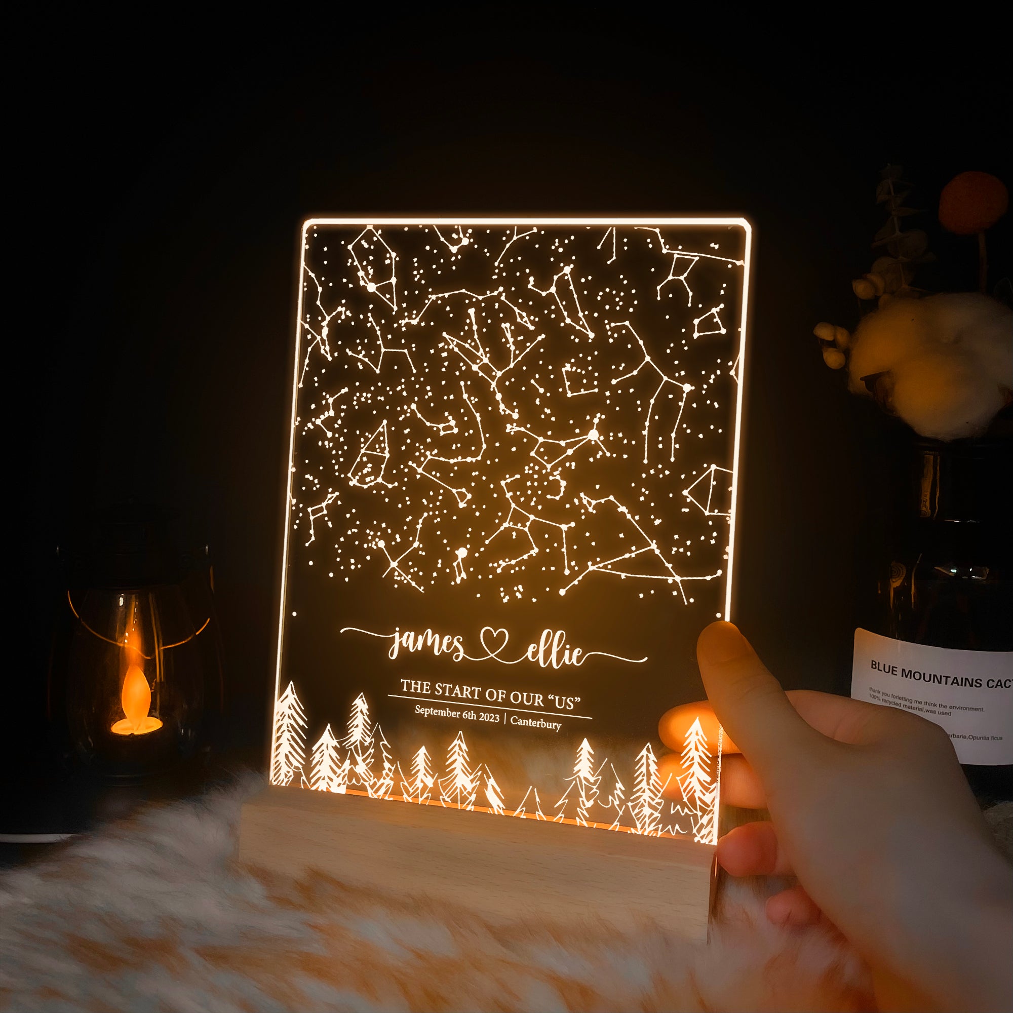 Personalized Night Sky Star Map by Date – Custom Constellation Print & Night Light (STAR01P)