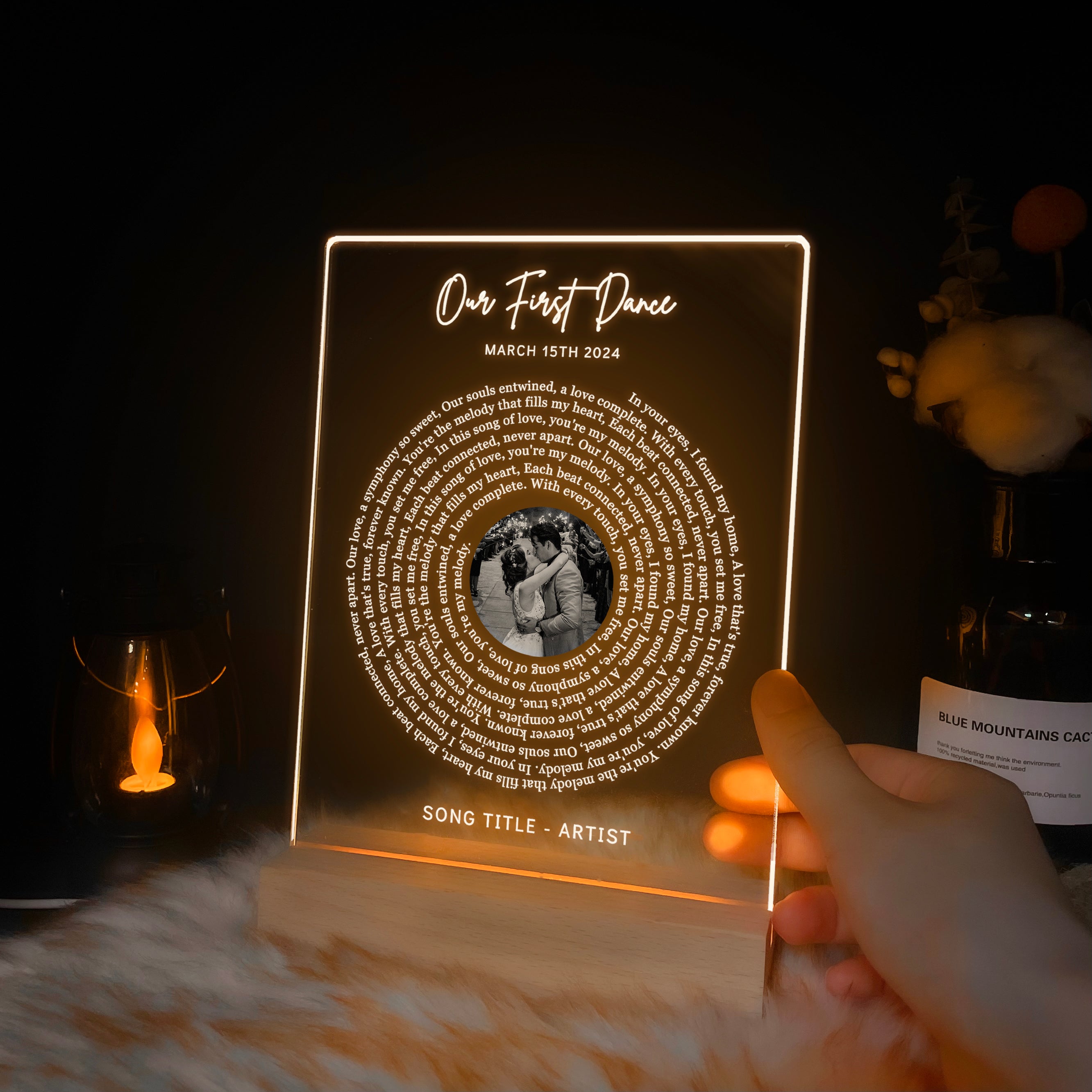 Personalized Photo LED Plaque with Names and Lyrics (ANV03)