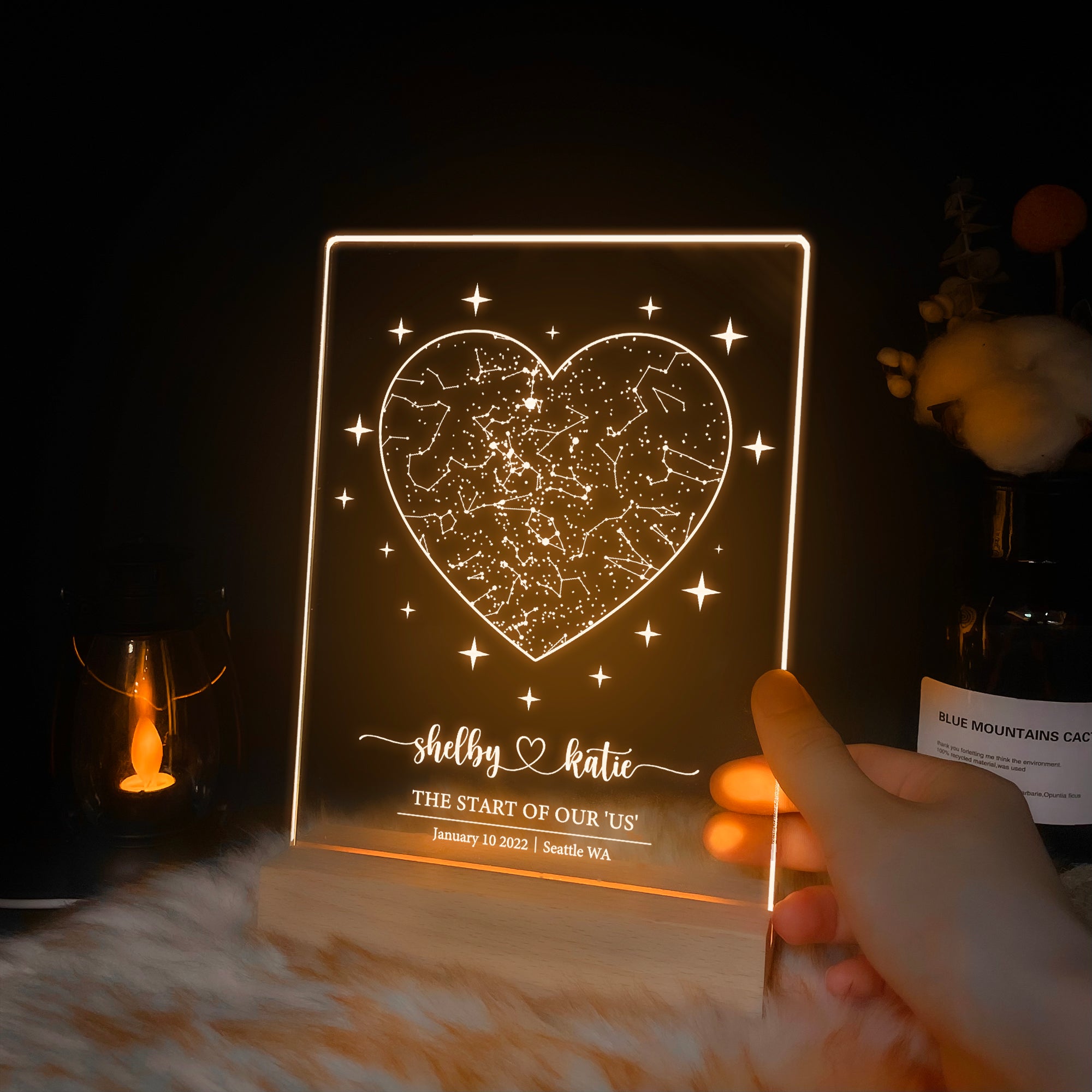Personalized Night Sky Star Map by Date – Custom Constellation Print & Night Light (STAR01AB)