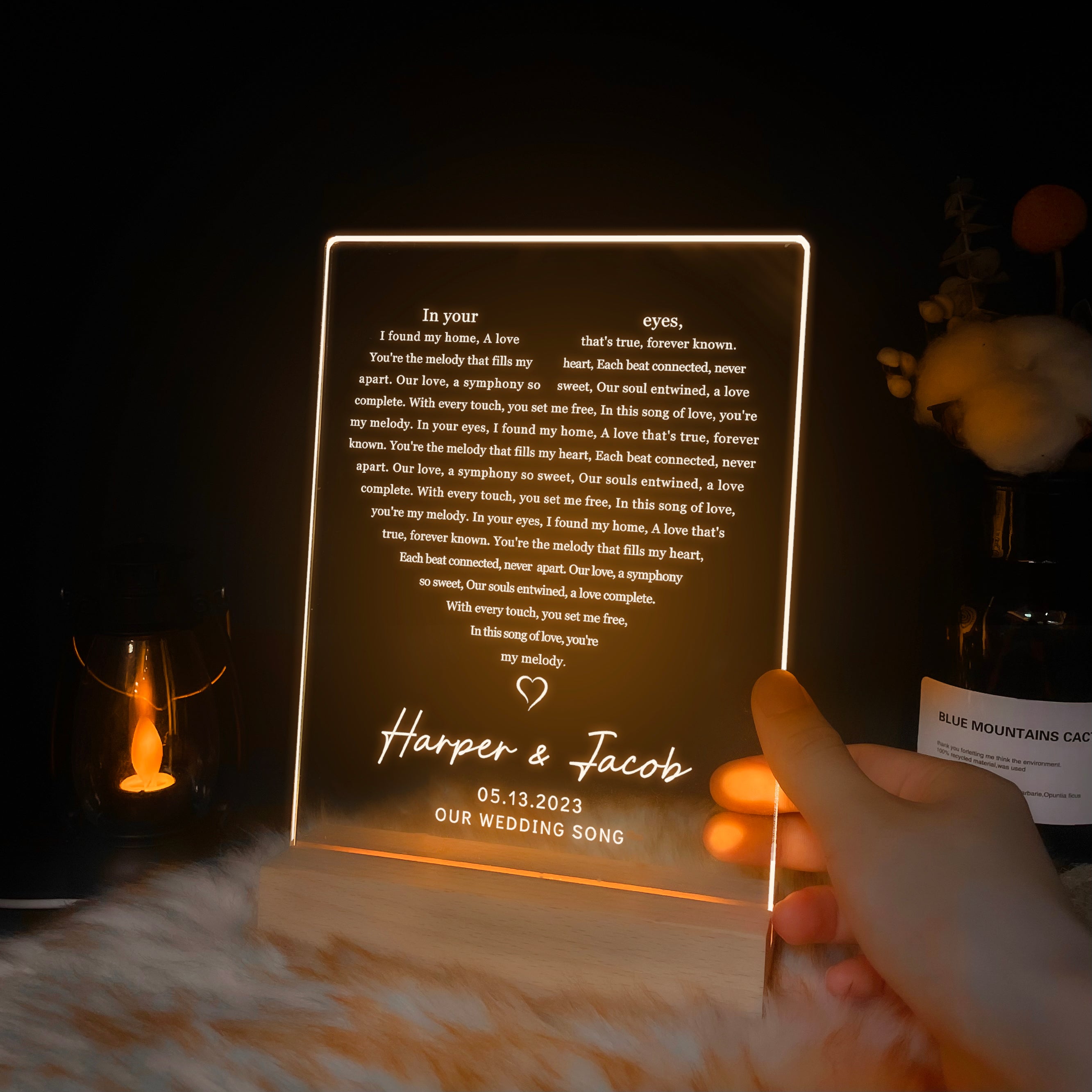 Personalized LED Plaque with Names and Lyrics (ANV02)