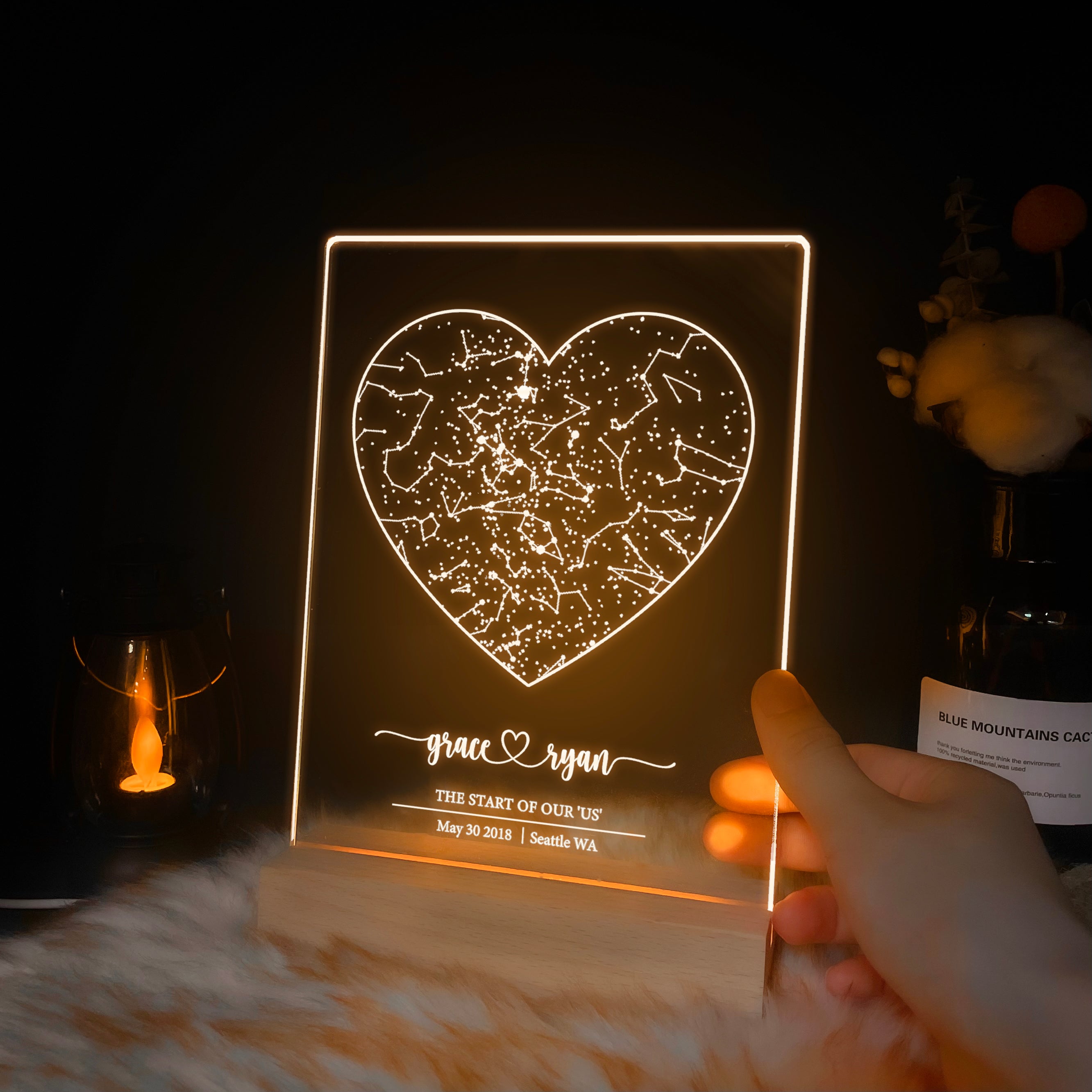 Personalized Night Sky Star Map by Date – Custom Constellation Print & Night Light (STAR01F)