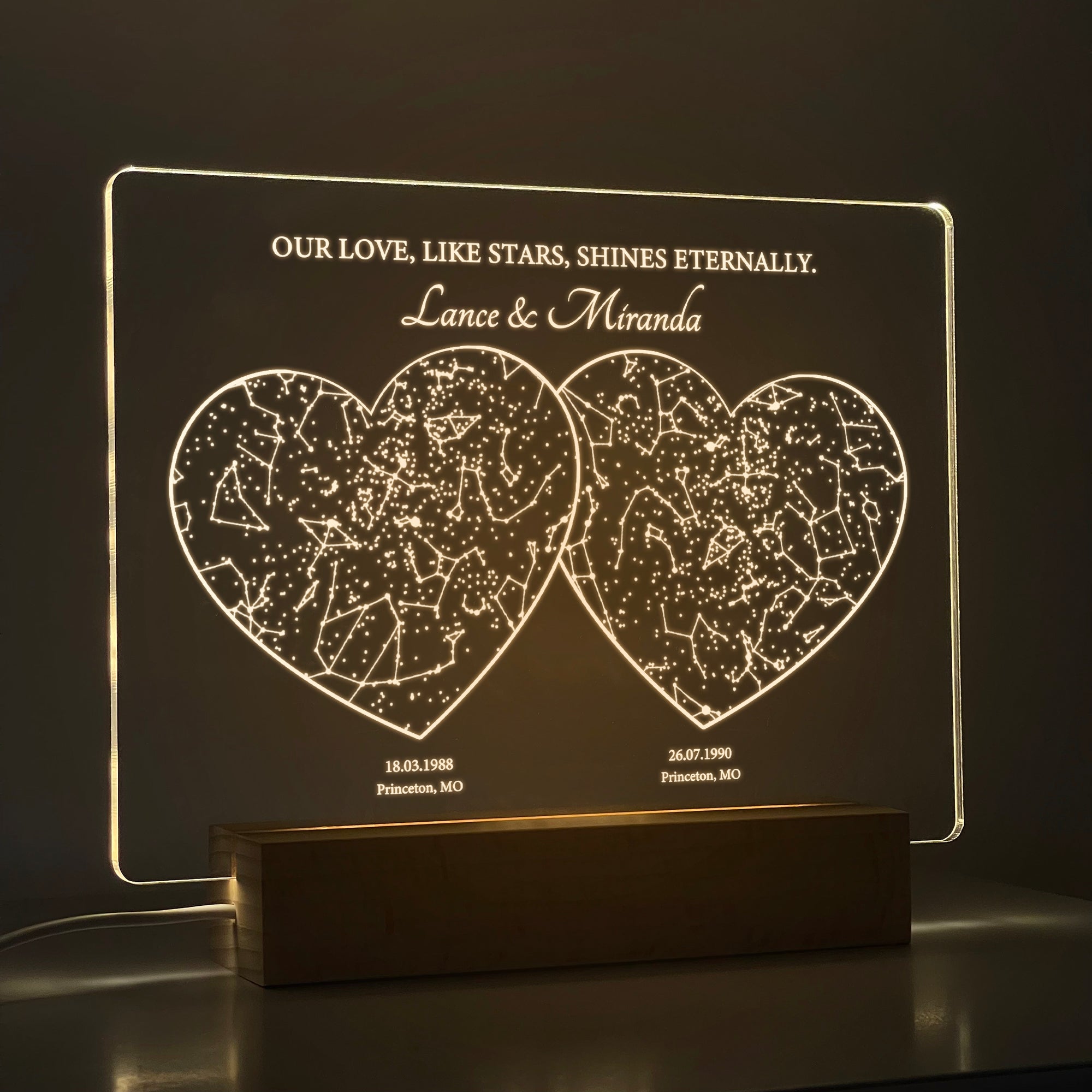 Personalized Night Sky Star Map by Date – Custom Constellation Print & Night Light (STAR01J)