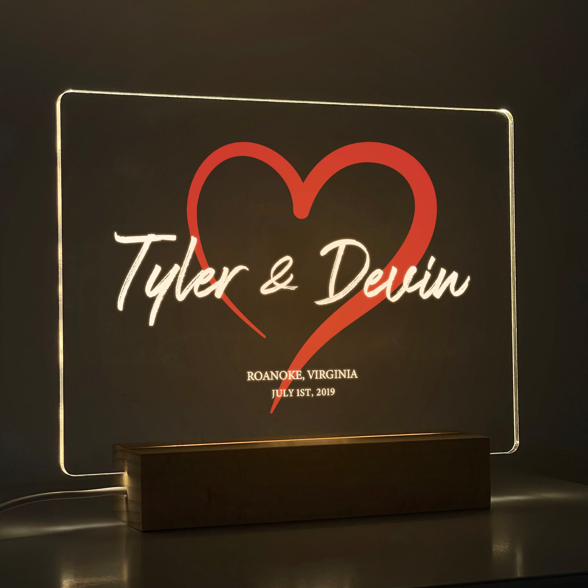 Personalized Couple Name LED Acrylic Night Light (NNV03)