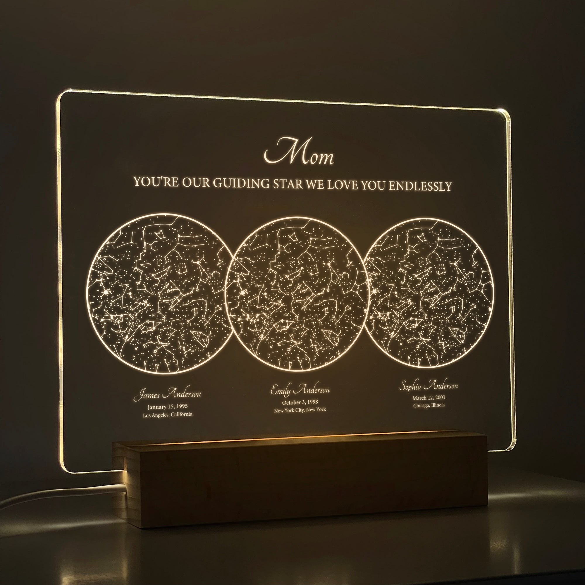 Personalized Night Sky Star Map by Date – Custom Constellation Print & Night Light (STAR01E)