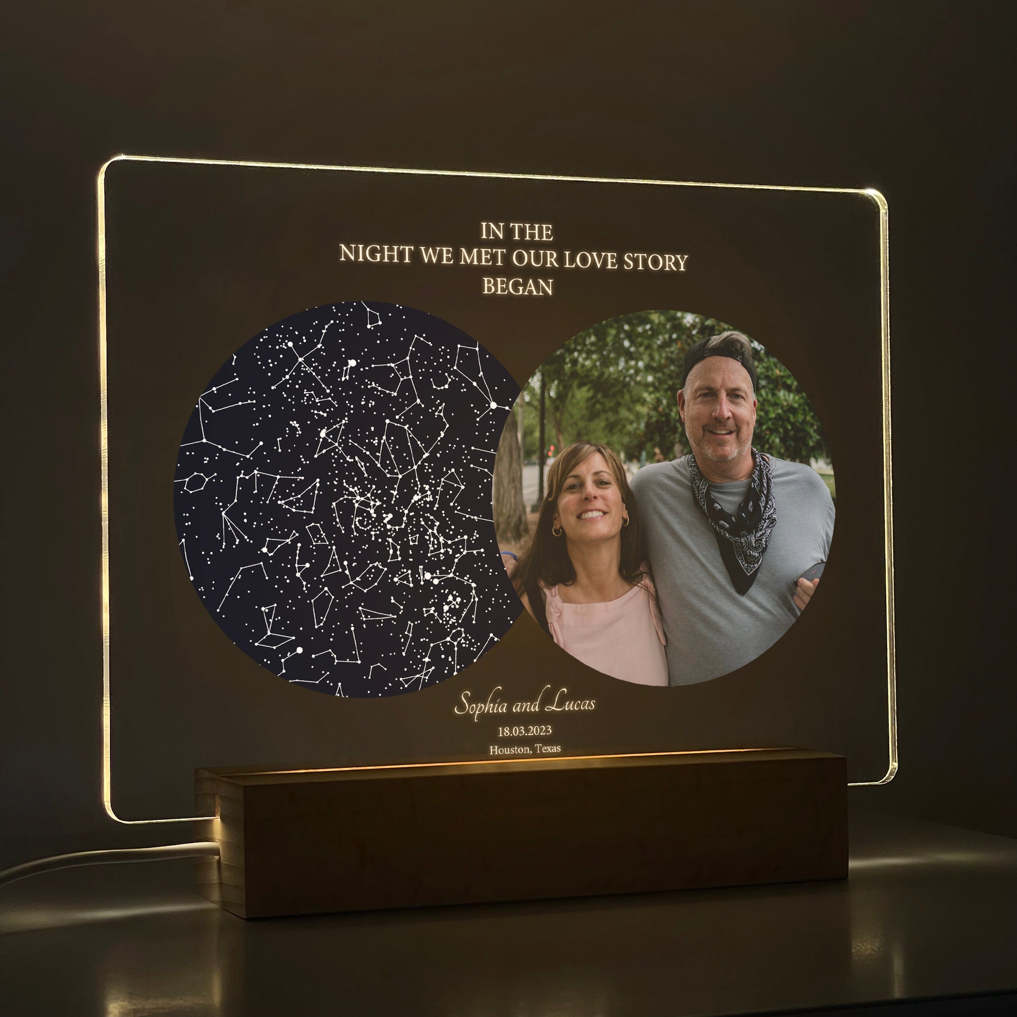 Personalized Night Sky Star Map by Date – Custom Constellation Print & Night Light (STAR01B)