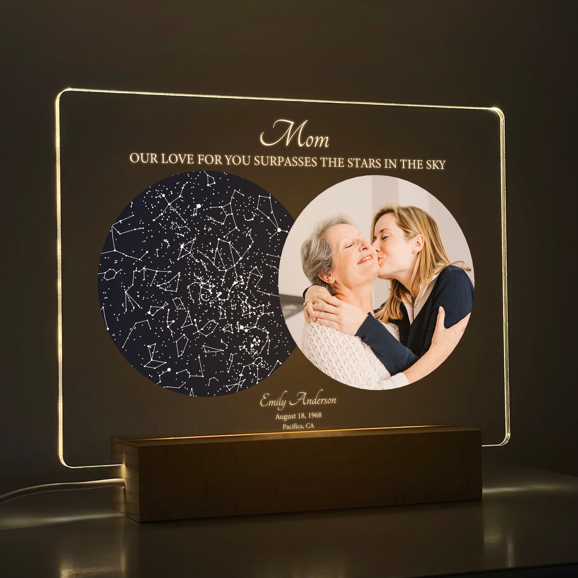 Personalized Night Sky Star Map by Date – Custom Constellation Print & Night Light (STAR01C)