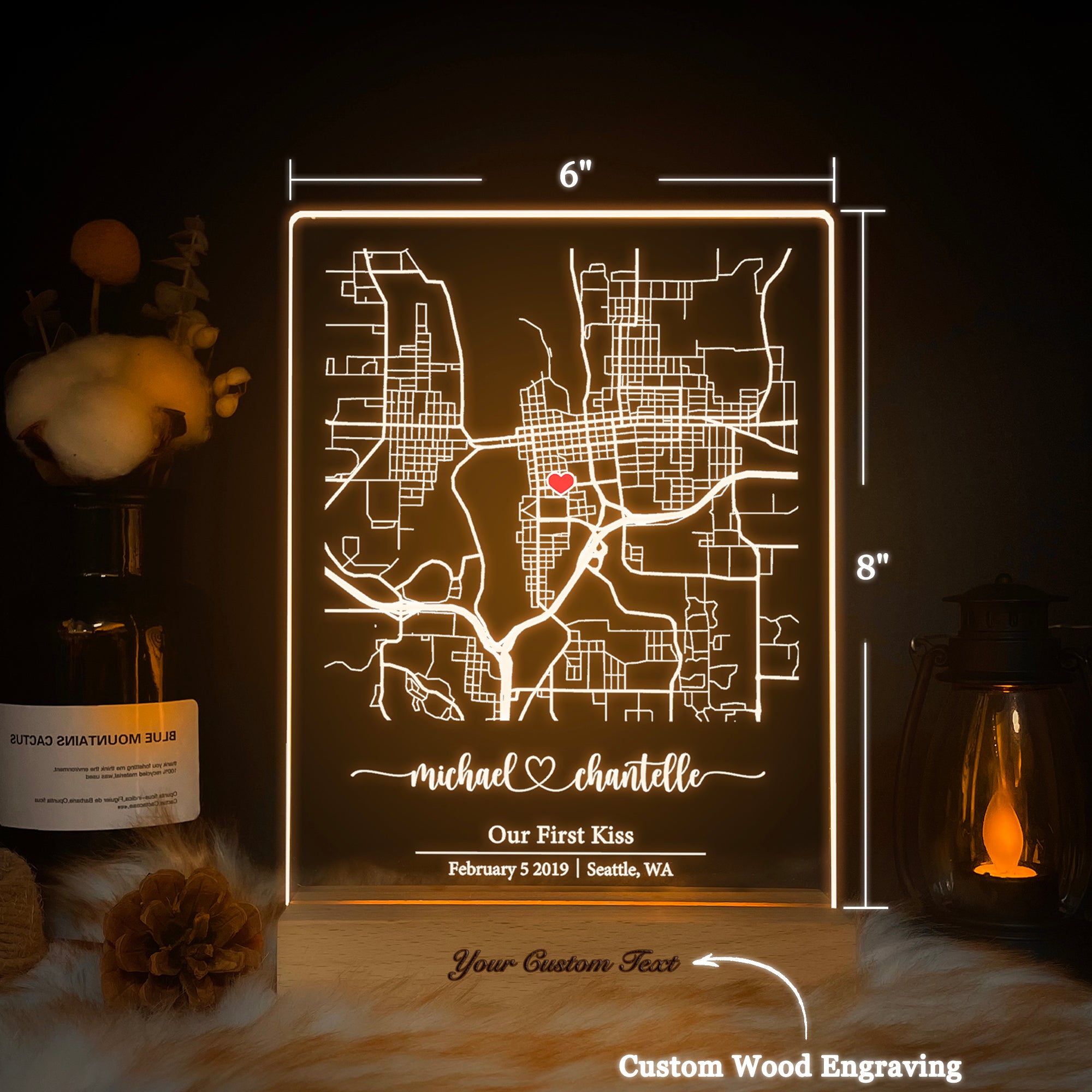 Custom Location Map Acrylic Night Light (MAP01)