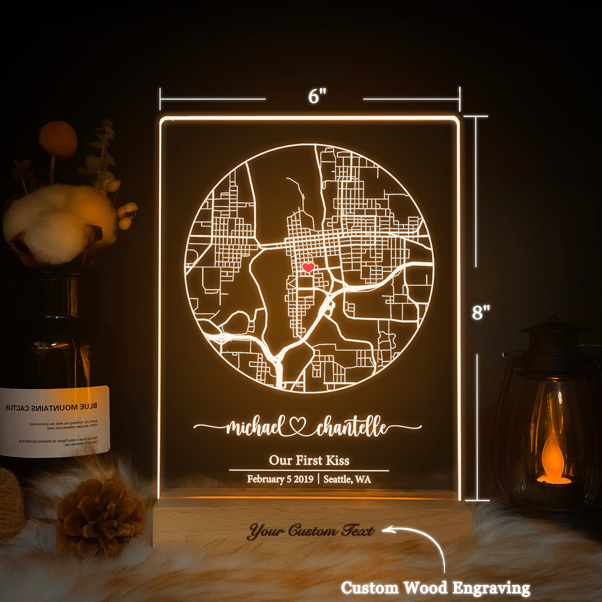 Custom Location Map Acrylic Night Light (MAP03)