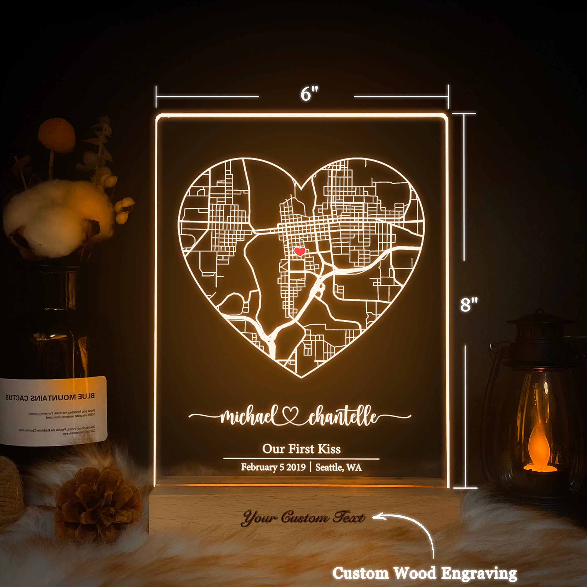 Custom Location Map Acrylic Night Light (MAP02)