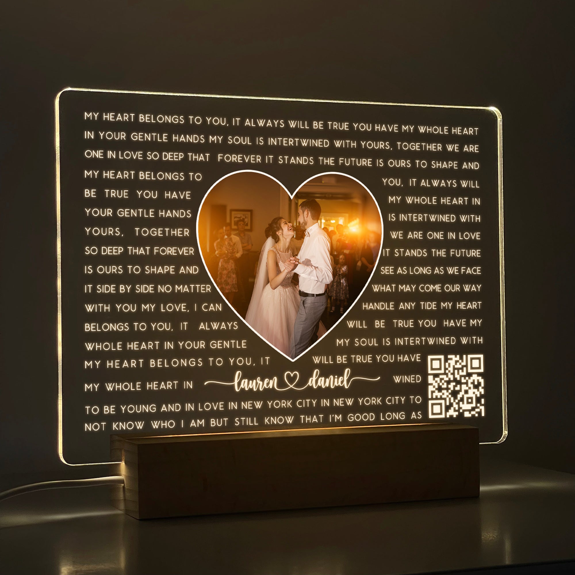Personalized Photo LED Plaque with Names and Lyrics (ANV01)