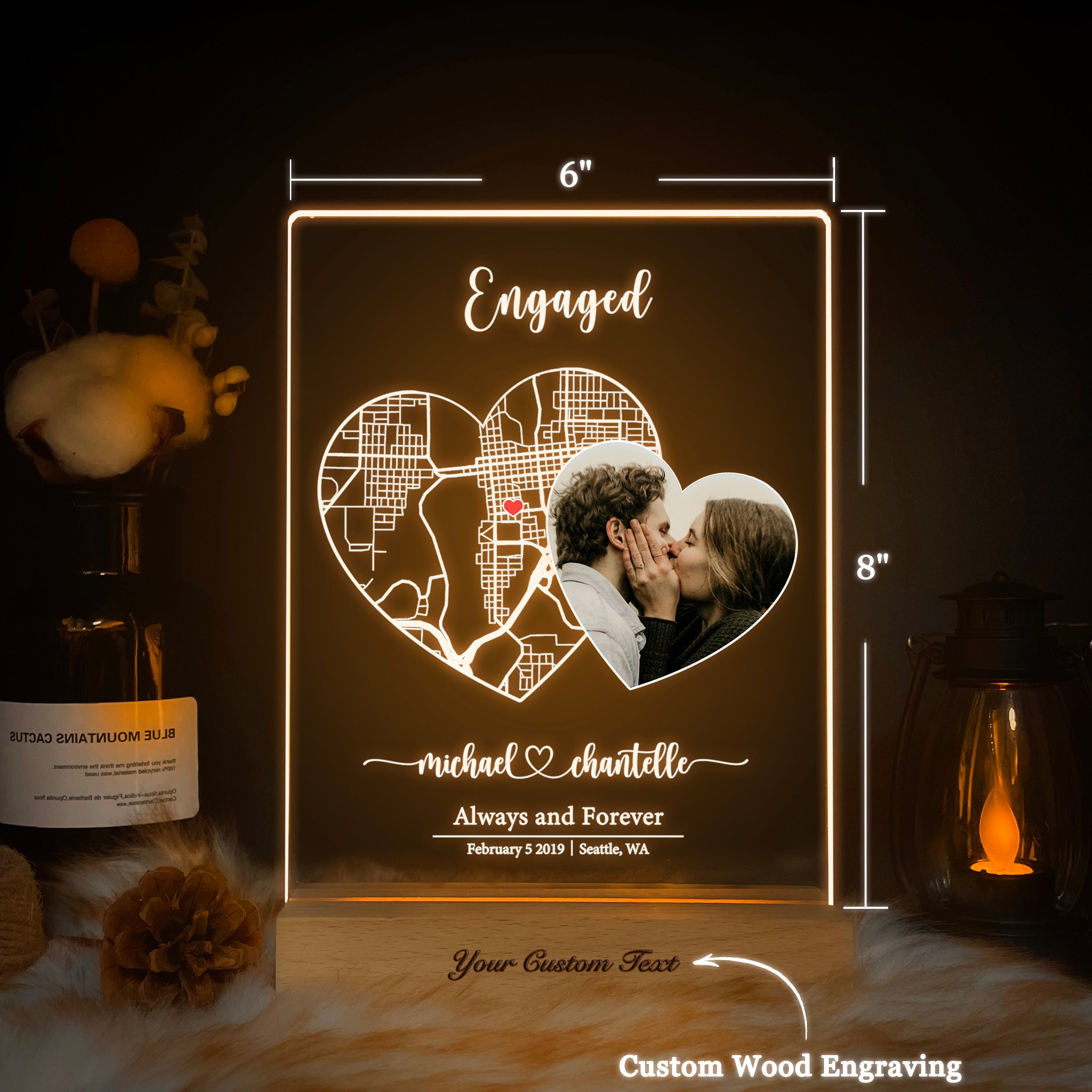 Custom Location Map and Photo Night Light (MAP05)