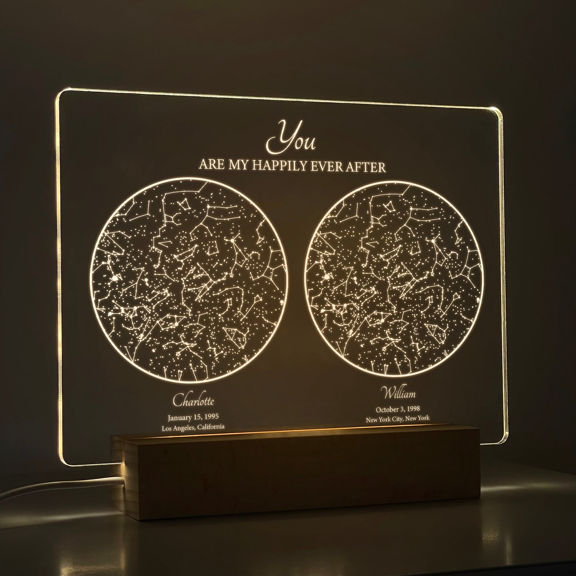 Personalized Night Sky Star Map by Date – Custom Constellation Print & Night Light (STAR01D)