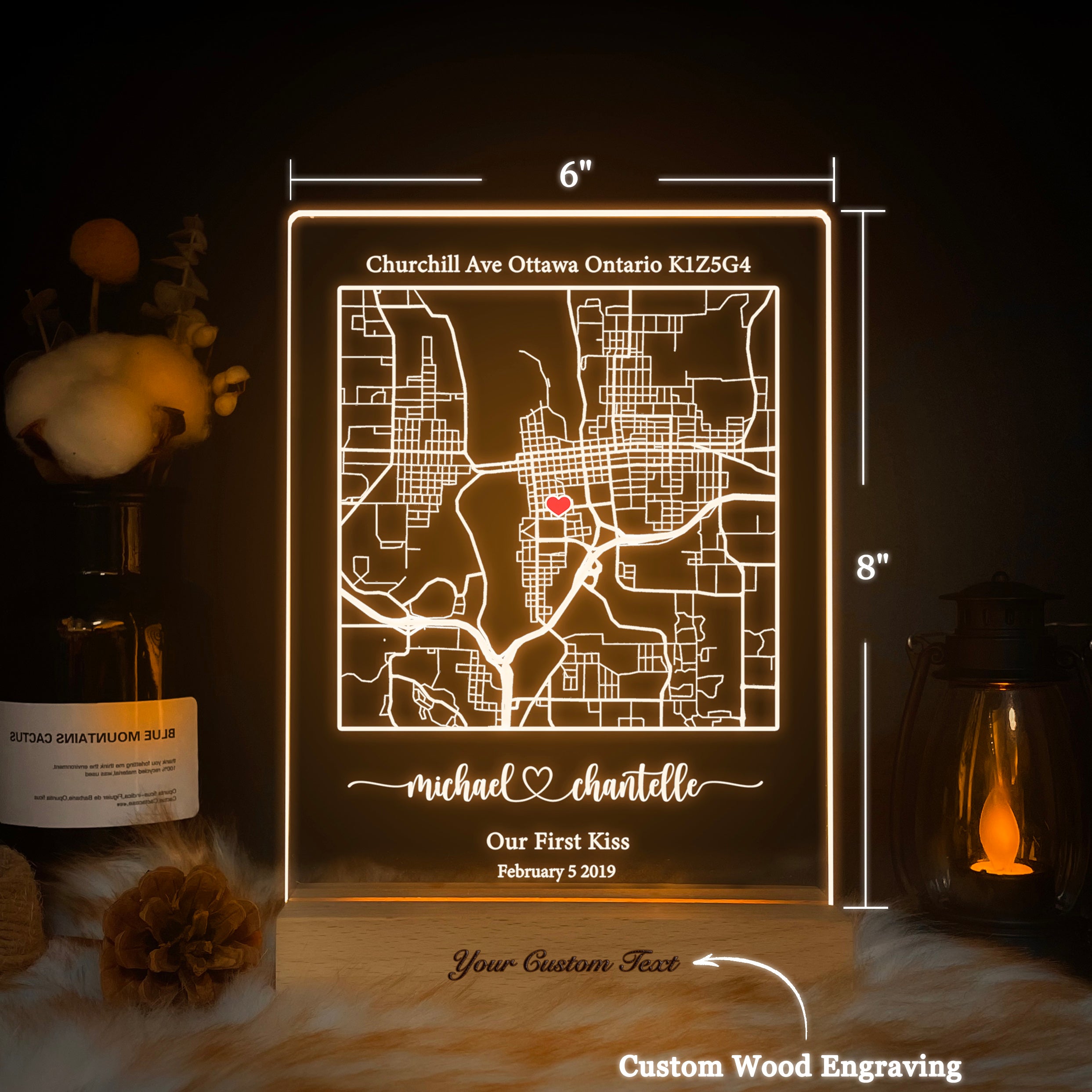 Custom Location Map Acrylic Night Light (MAP06)