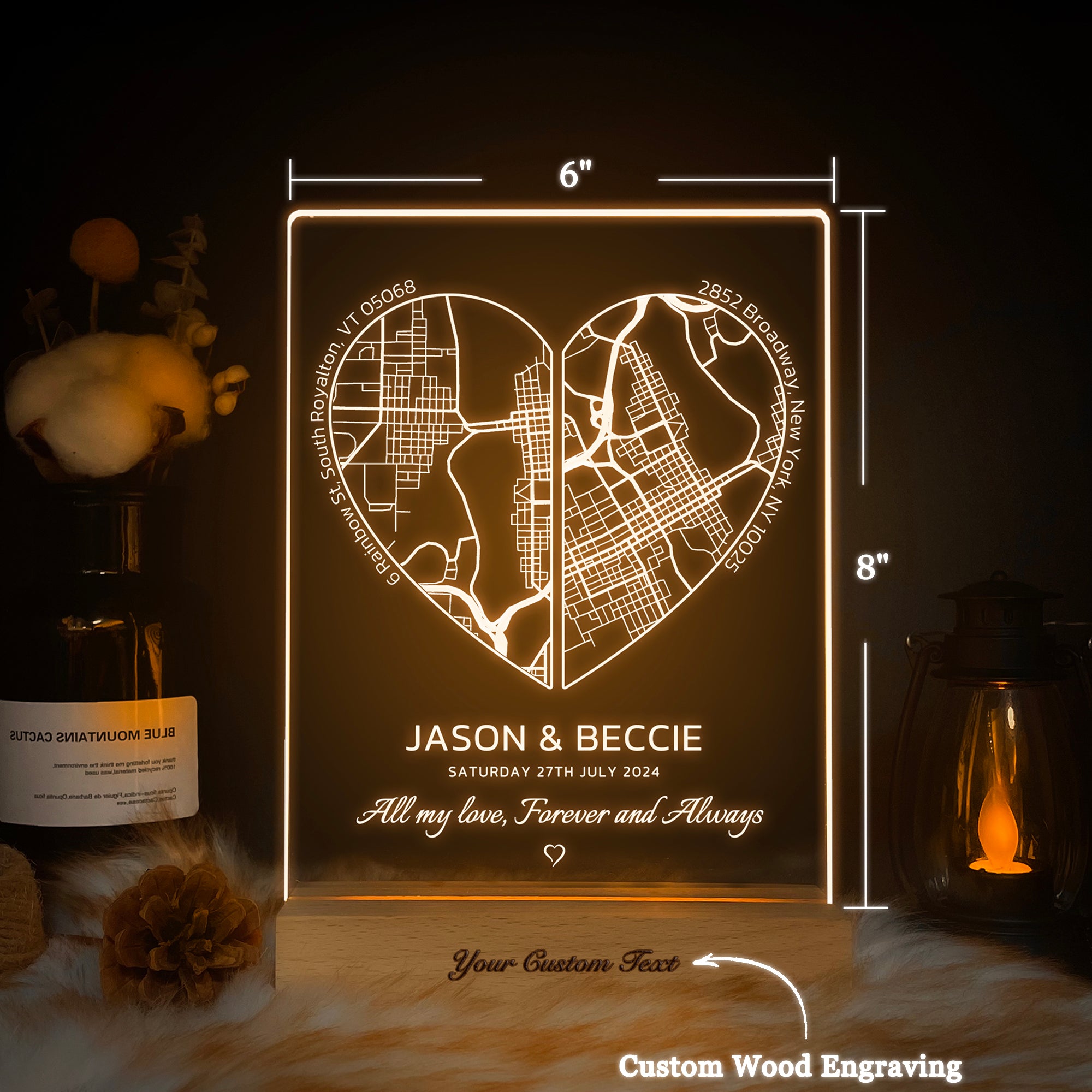 Custom Location Map Acrylic Night Light (MAP10)