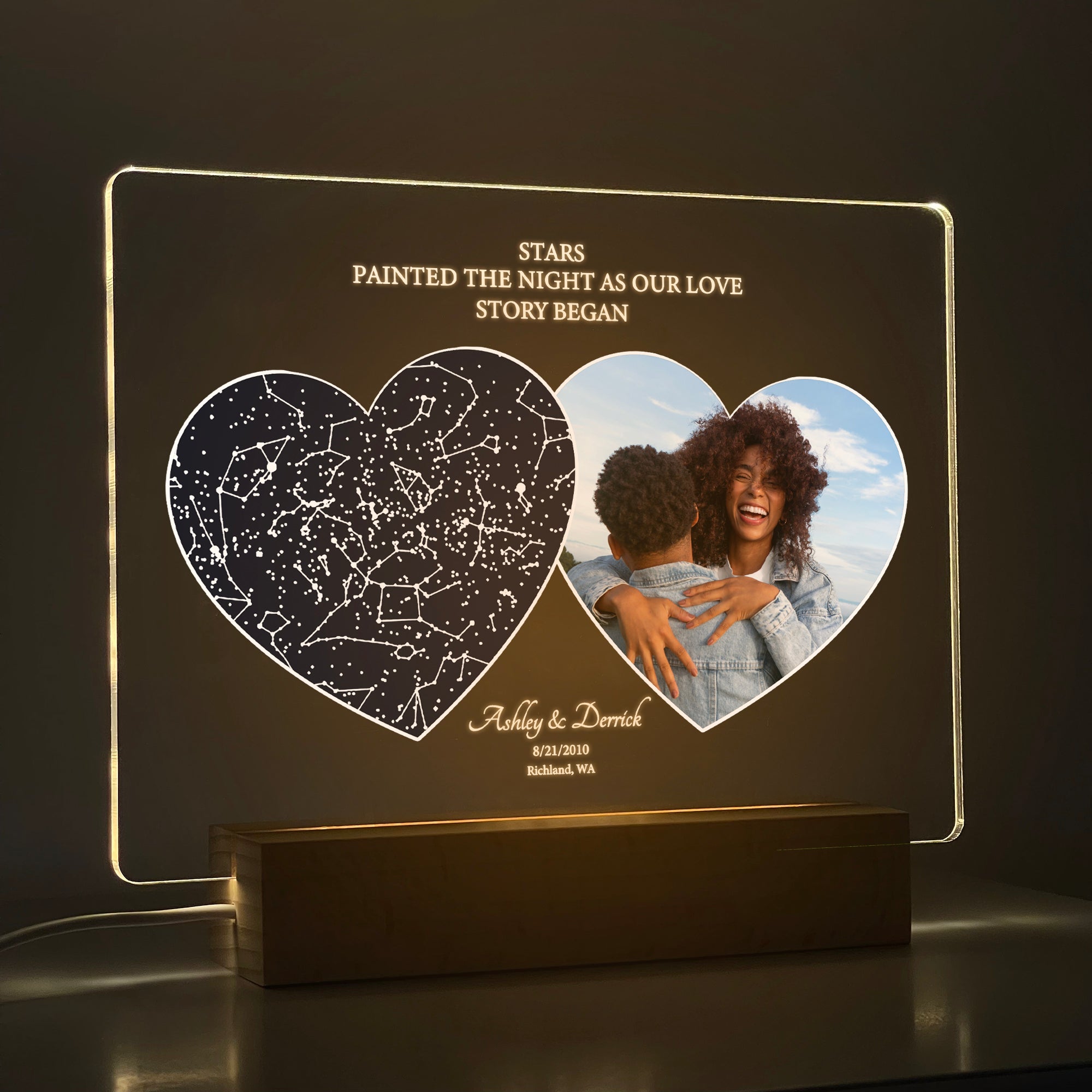 Personalized Night Sky Star Map by Date – Custom Constellation Print & Night Light (STAR01O)