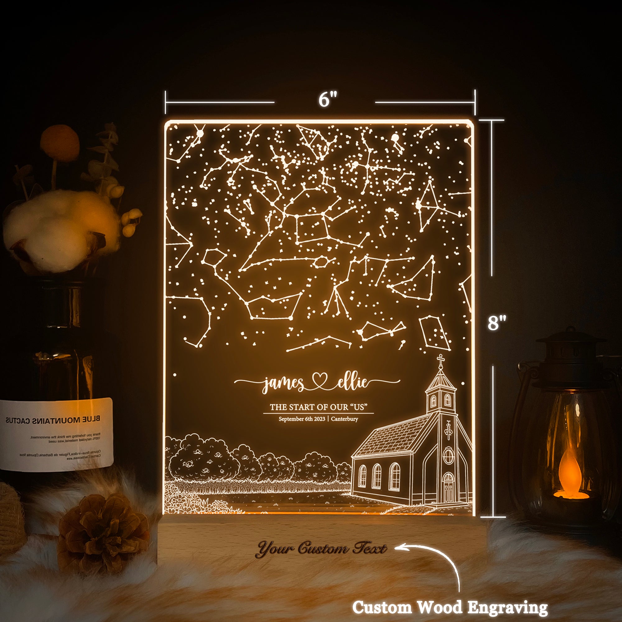 Personalized Night Sky Star Map by Date – Custom Constellation Print & Night Light (STAR01AC)