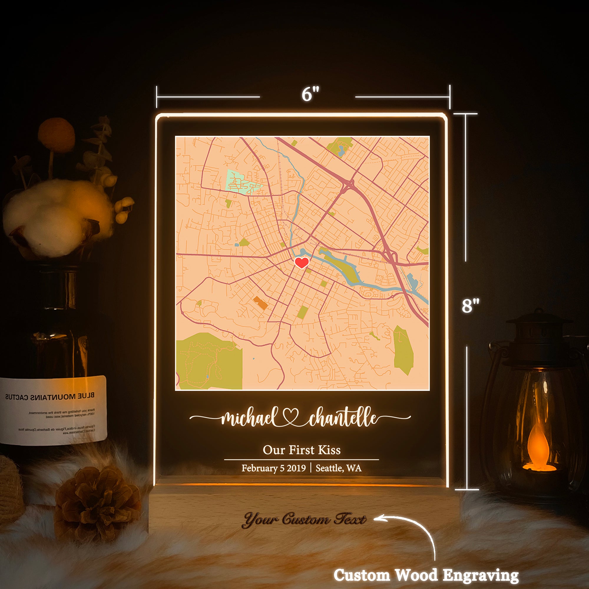 Custom Location Map Acrylic Night Light (MAP12)