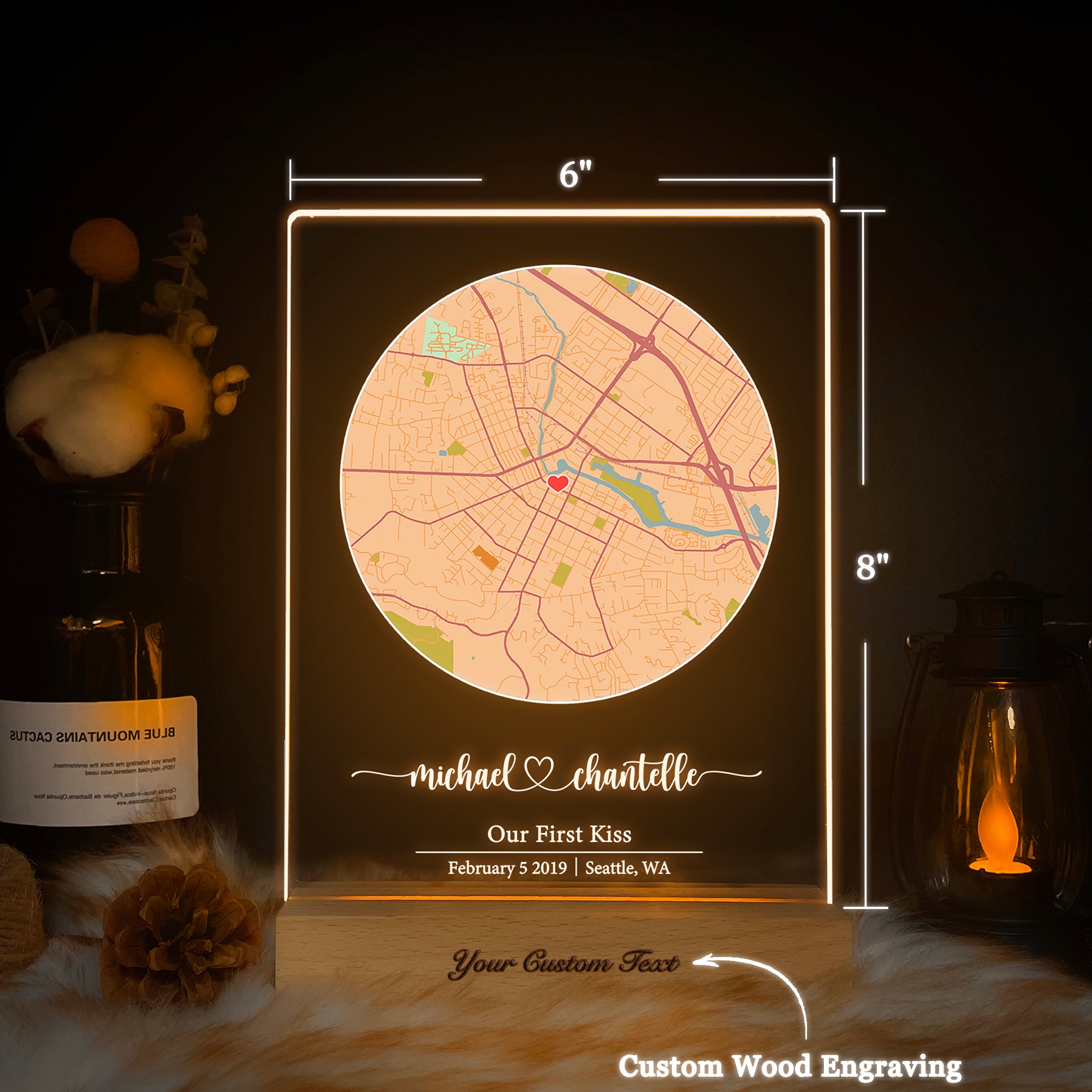 Custom Location Map Acrylic Night Light (MAP13)