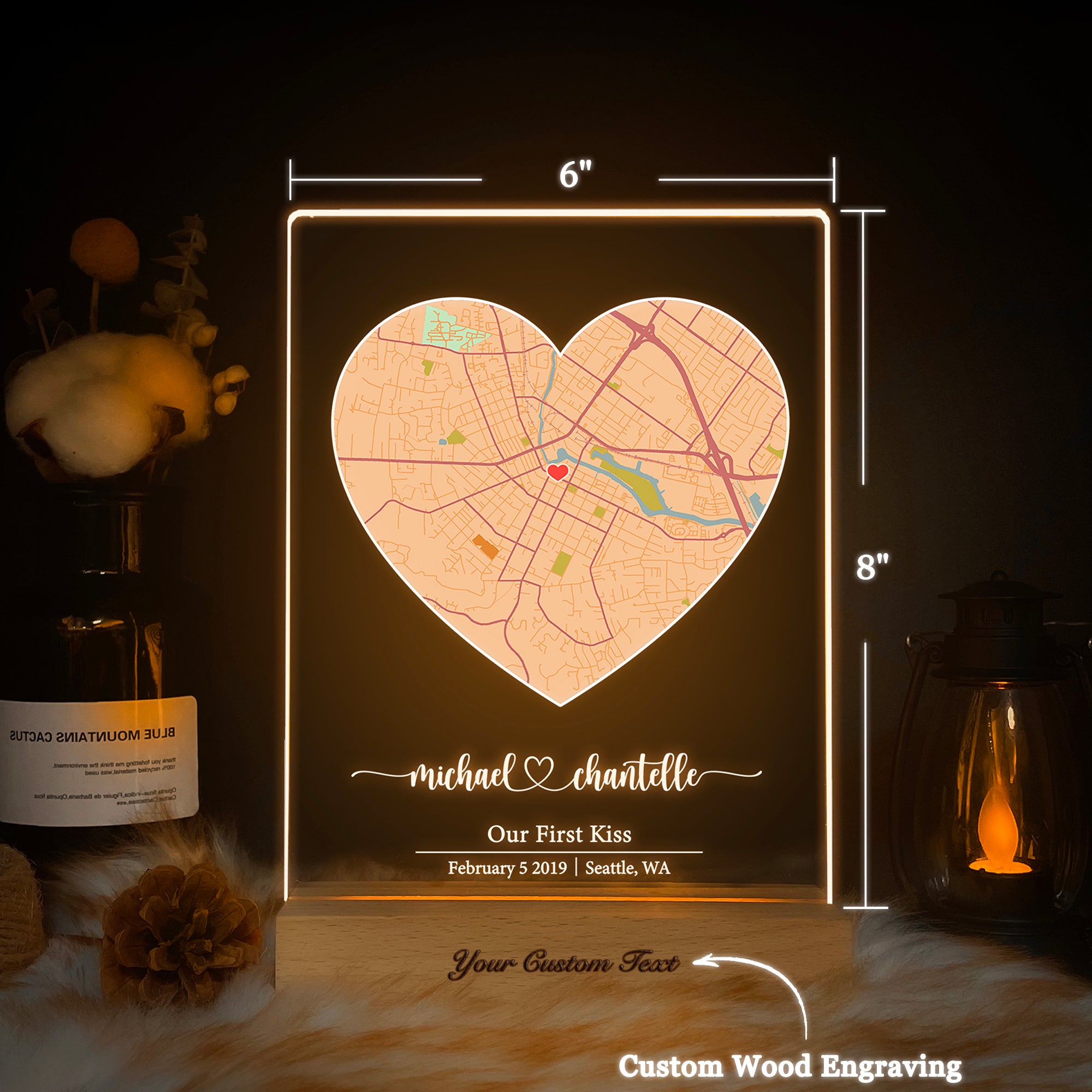 Custom Location Map Acrylic Night Light (MAP14)