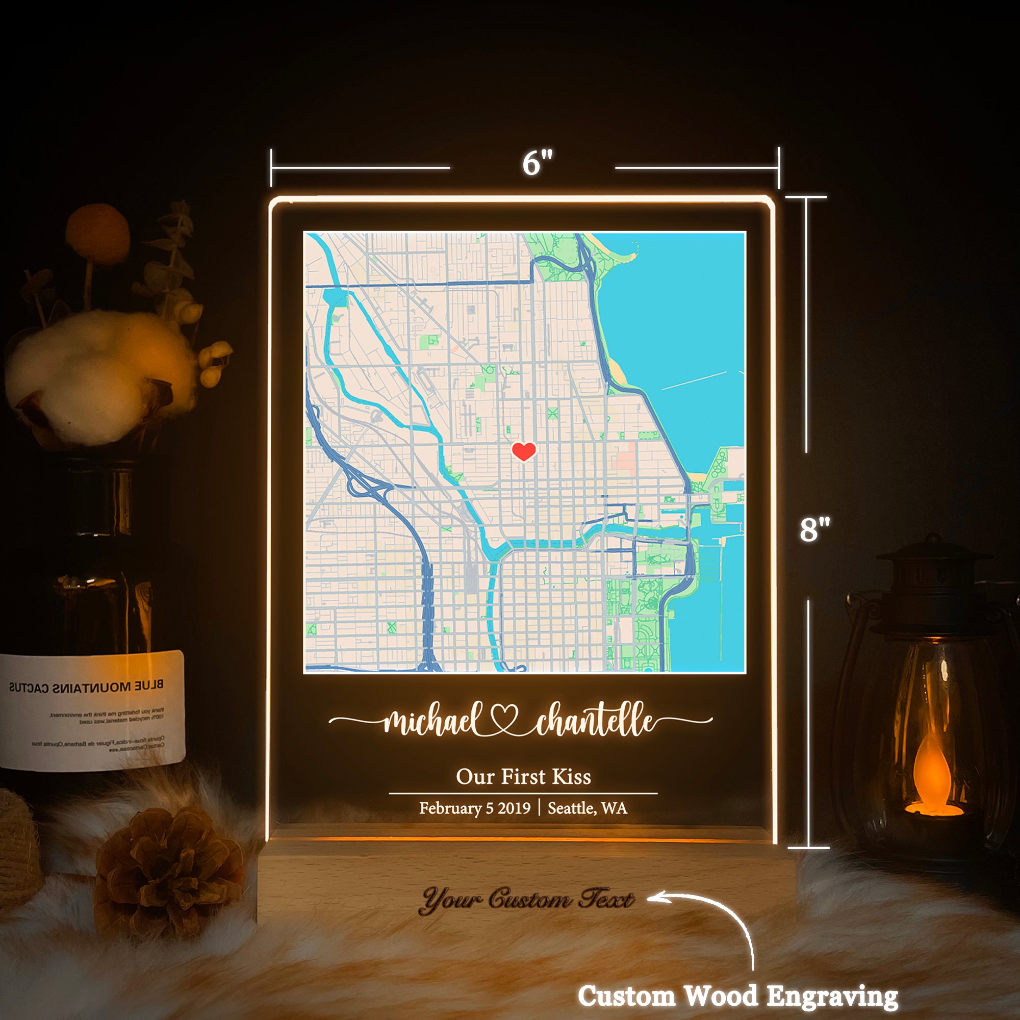 Custom Location Map Acrylic Night Light (MAP15)