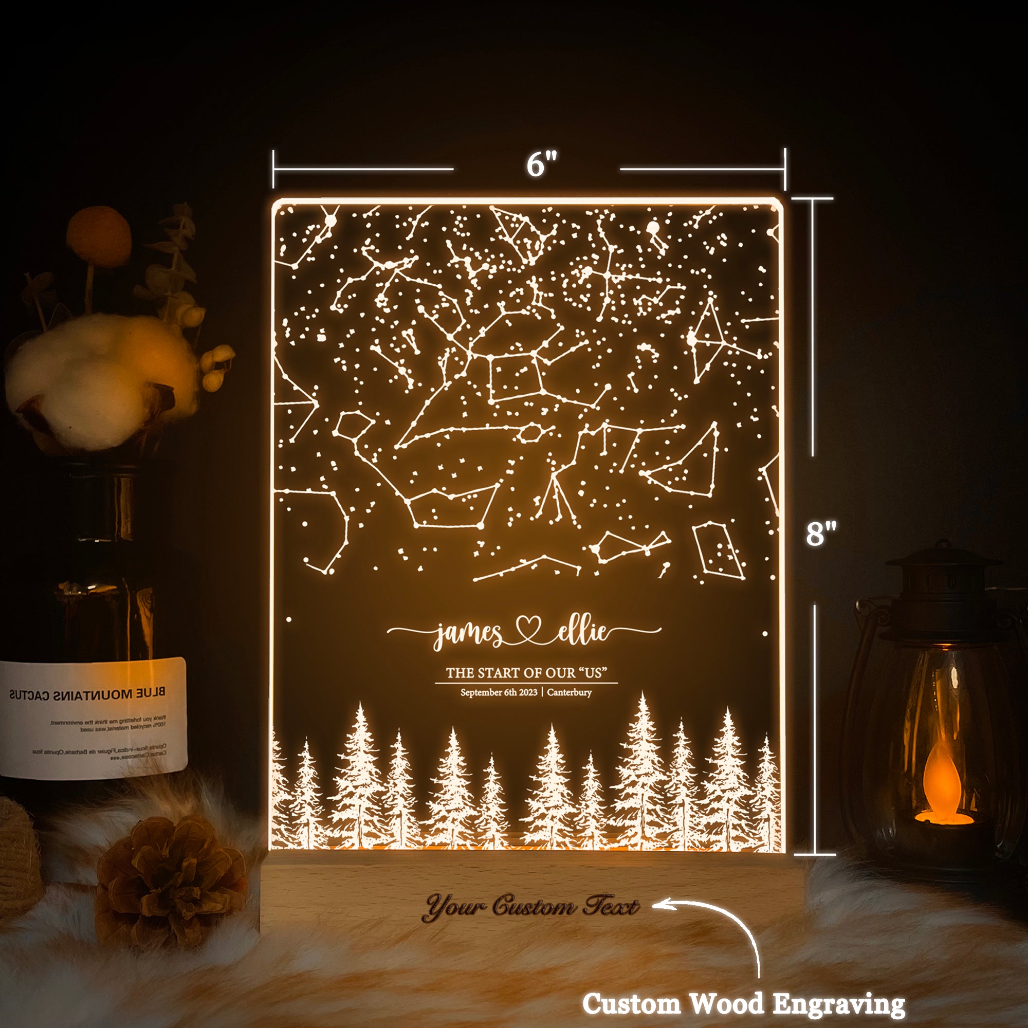 Personalized Night Sky Star Map by Date – Custom Constellation Print & Night Light (STAR01AE)