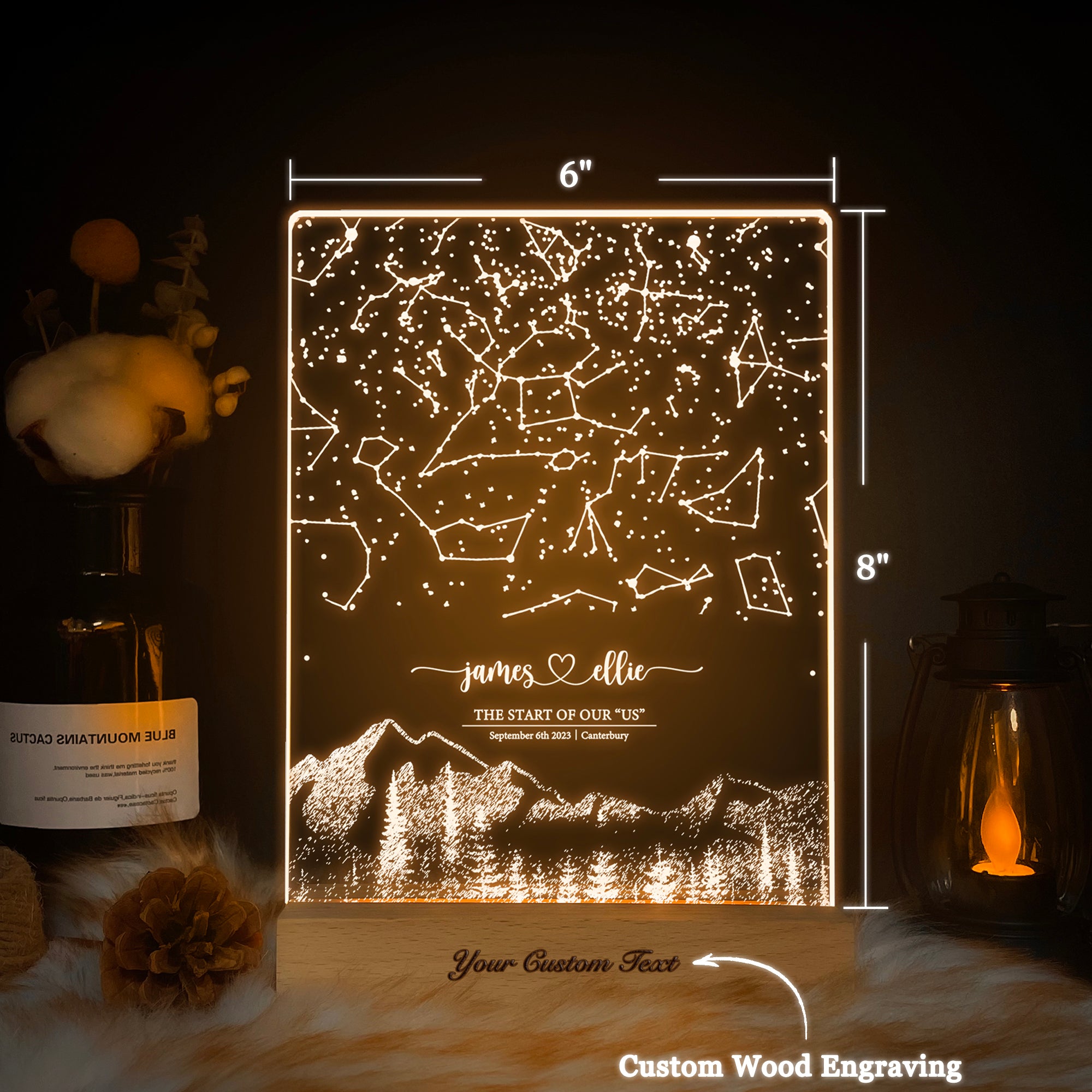 Personalized Night Sky Star Map by Date – Custom Constellation Print & Night Light (STAR01AF)