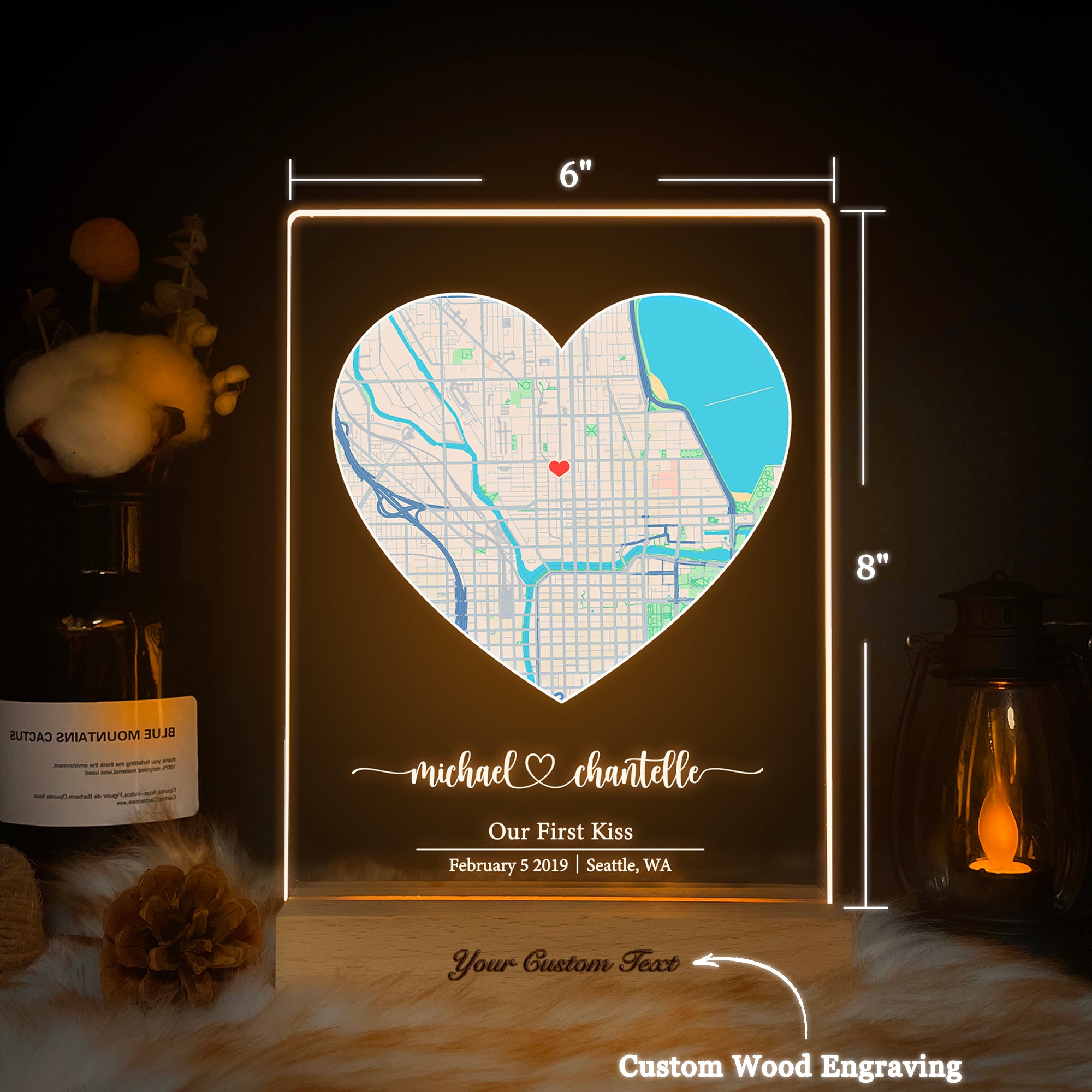 Custom Location Map Acrylic Night Light (MAP17)