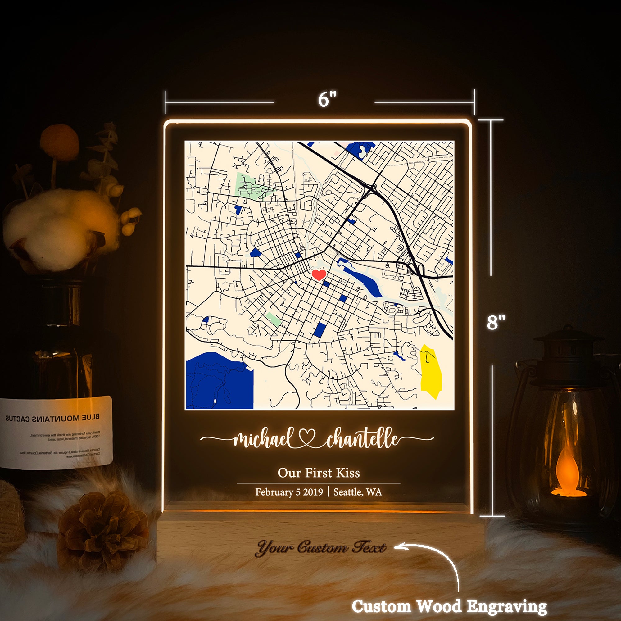 Custom Location Map Acrylic Night Light (MAP18)
