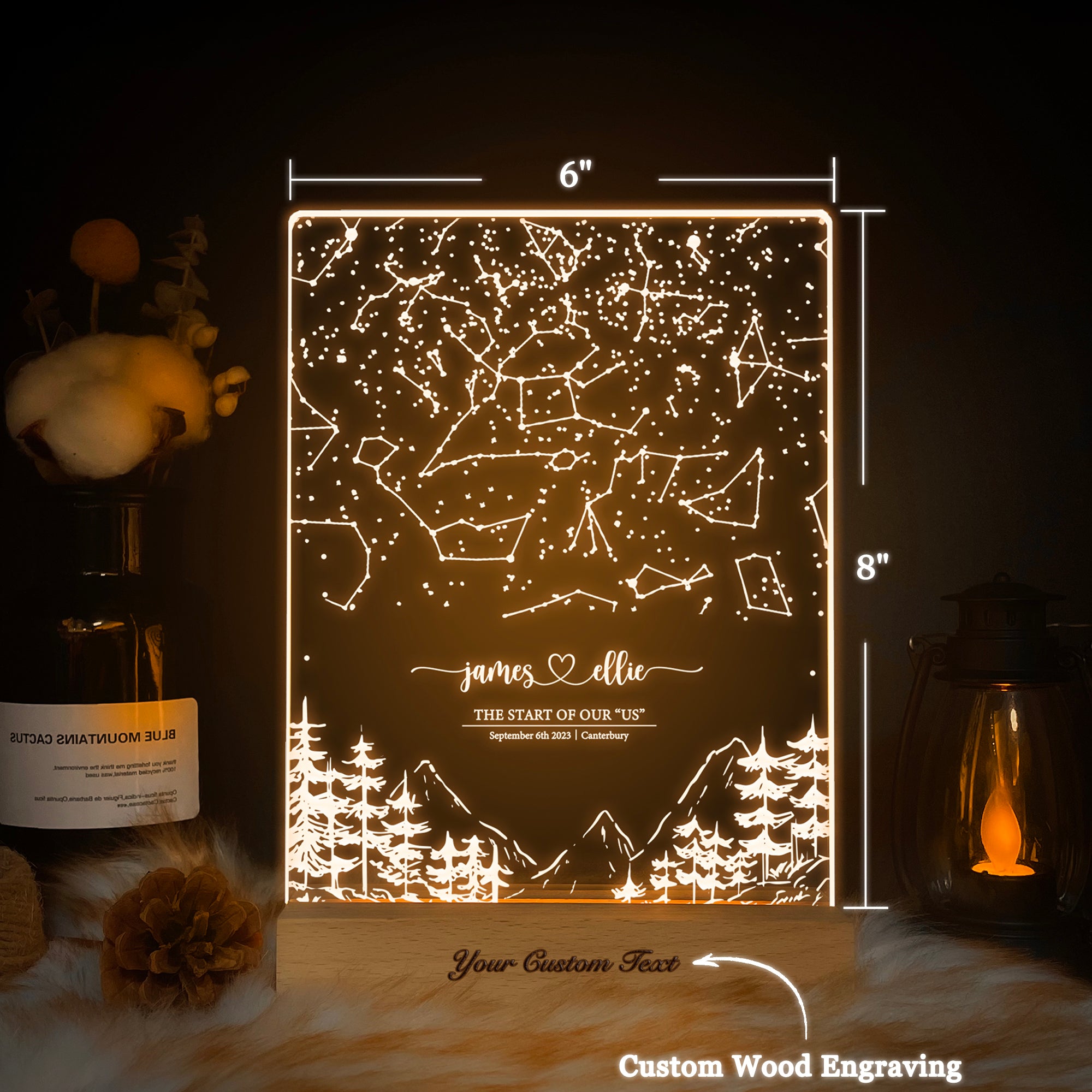 Personalized Night Sky Star Map by Date – Custom Constellation Print & Night Light (STAR01AG)