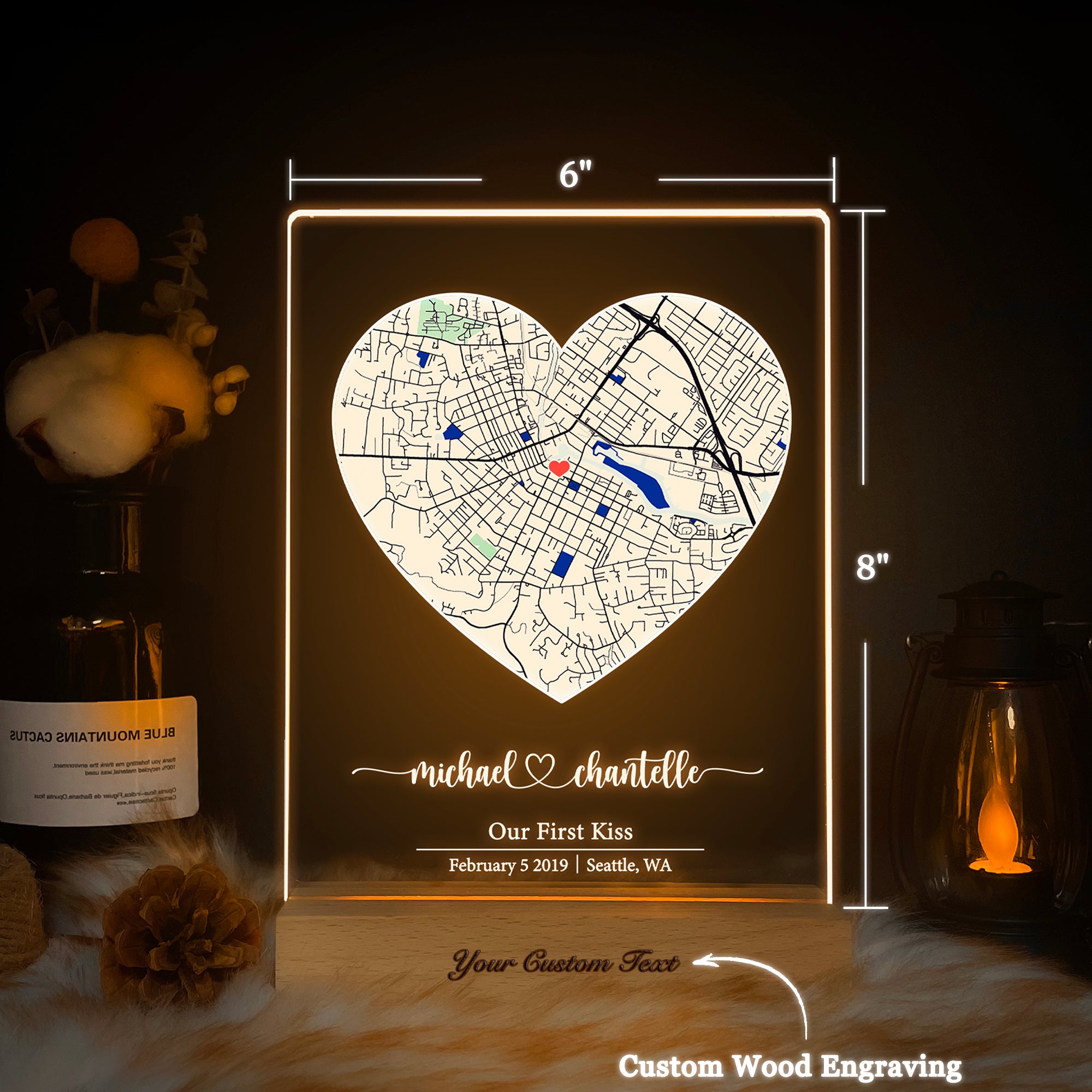 Custom Location Map Acrylic Night Light (MAP20)