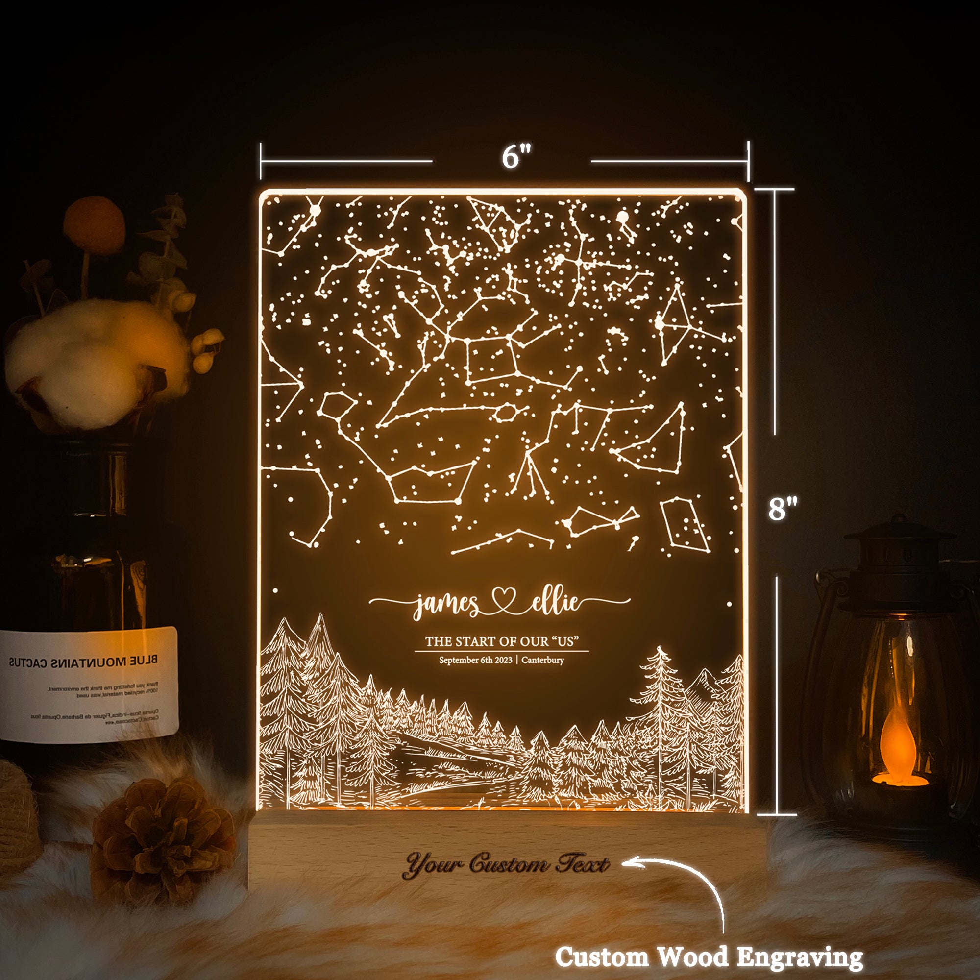 Personalized Night Sky Star Map by Date – Custom Constellation Print & Night Light (STAR01AH)