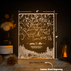 Personalized Night Sky Star Map by Date – Custom Constellation Print & Night Light (STAR01AH)