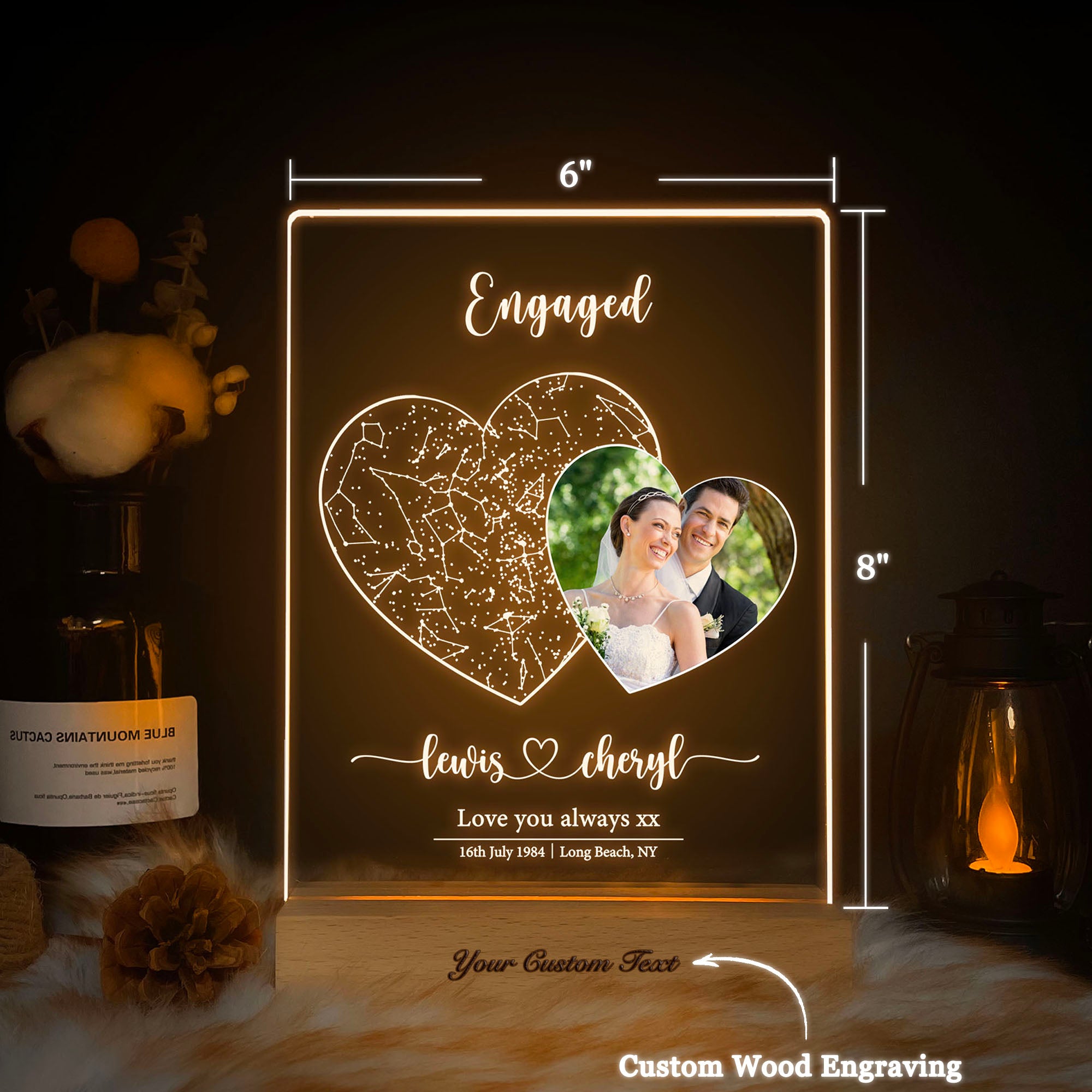 Personalized Engagement Star Map and Photo Light (STAR01K)