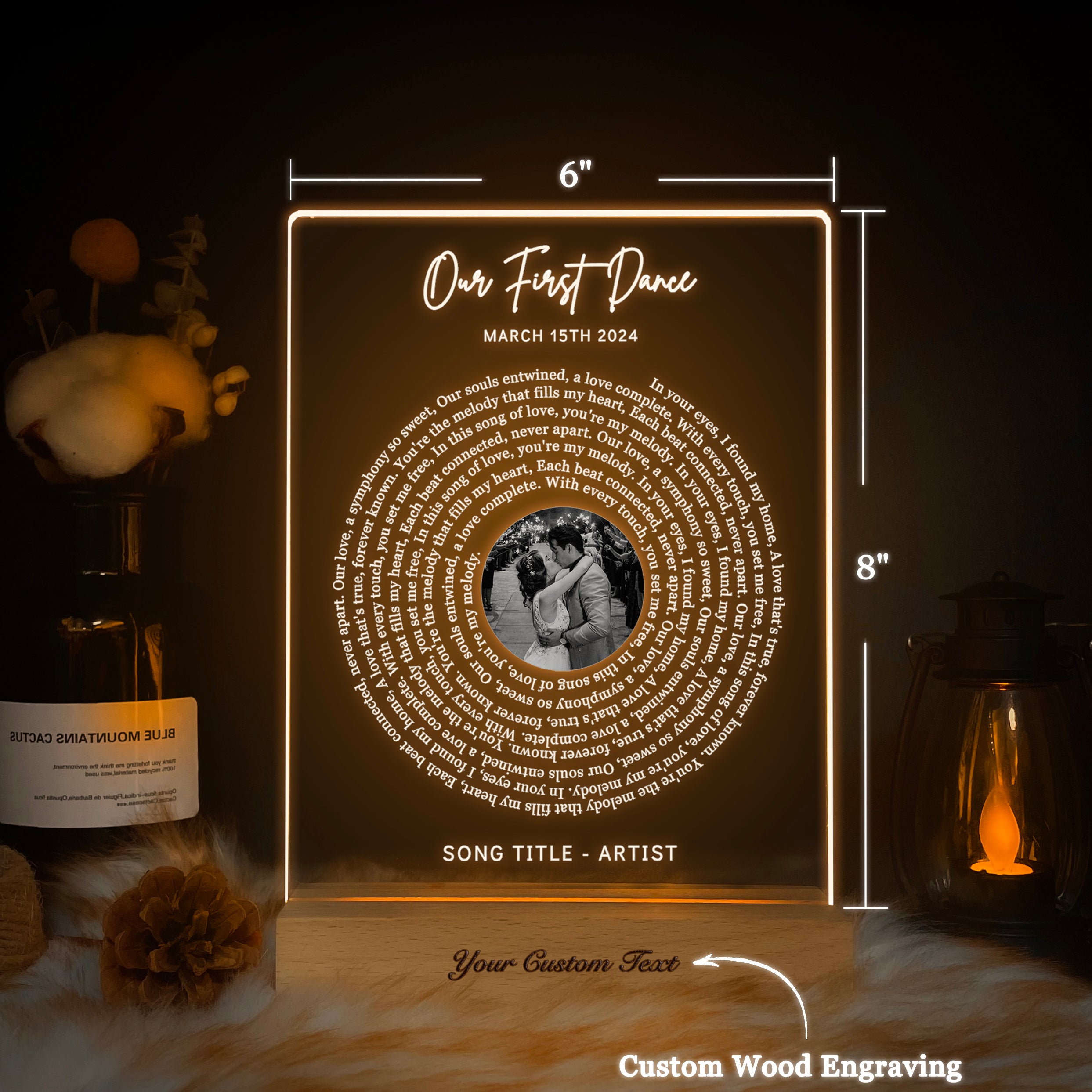 Personalized Photo LED Plaque with Names and Lyrics (ANV03)