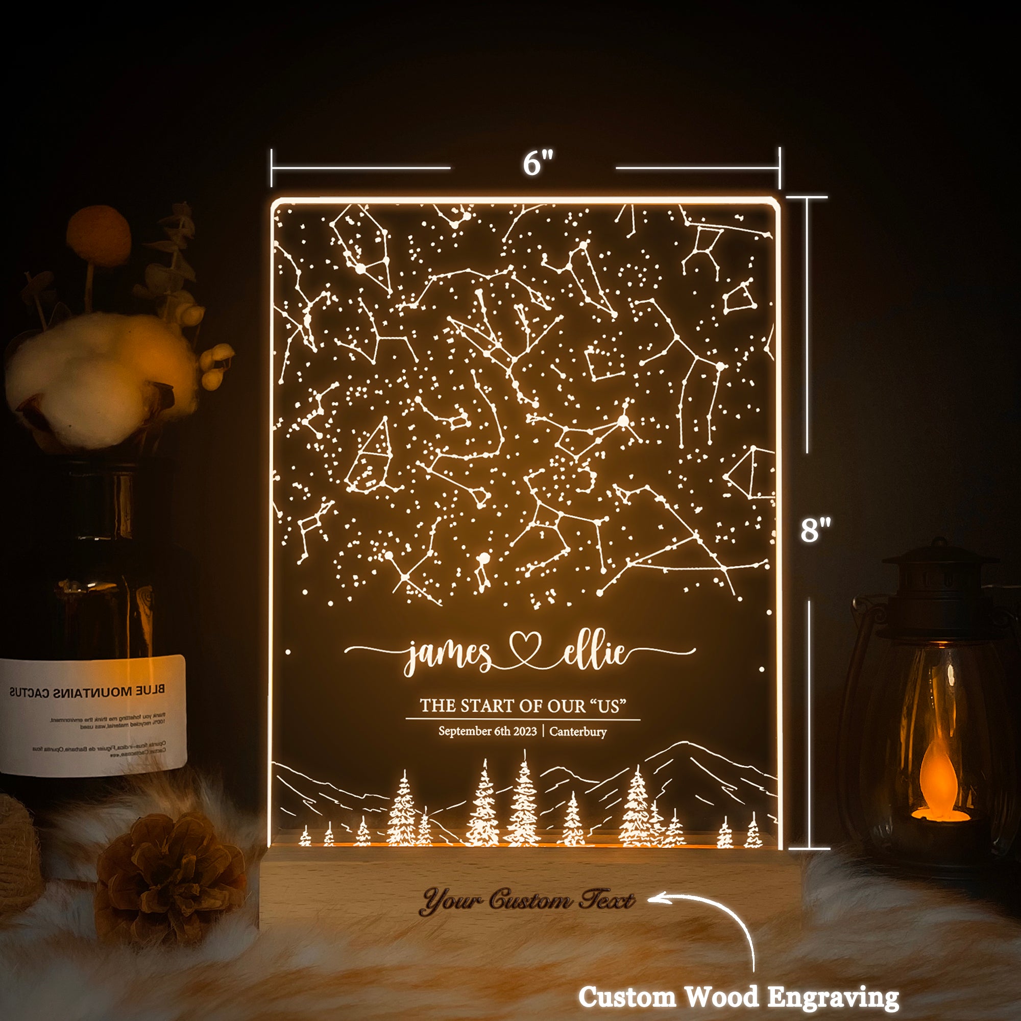 Personalized Night Sky Star Map by Date – Custom Constellation Print & Night Light (STAR01Q)