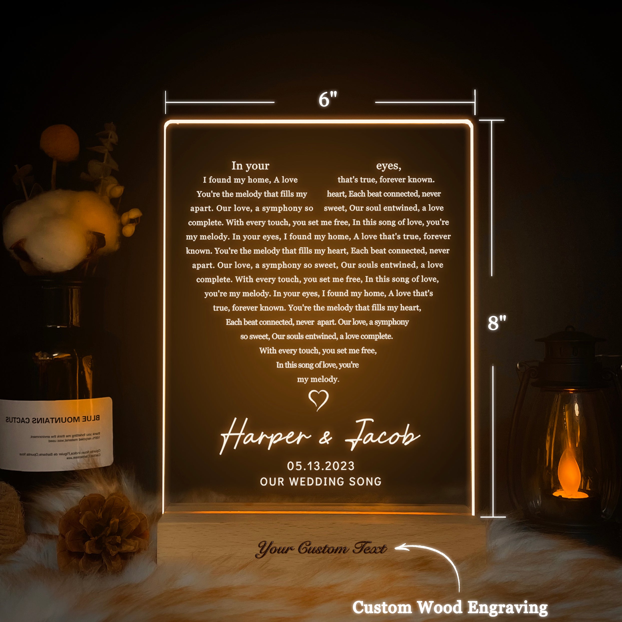 Personalized LED Plaque with Names and Lyrics (ANV02)