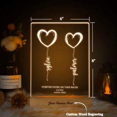 Personalized Heart Balloon LED Acrylic Night Light (NNV09)
