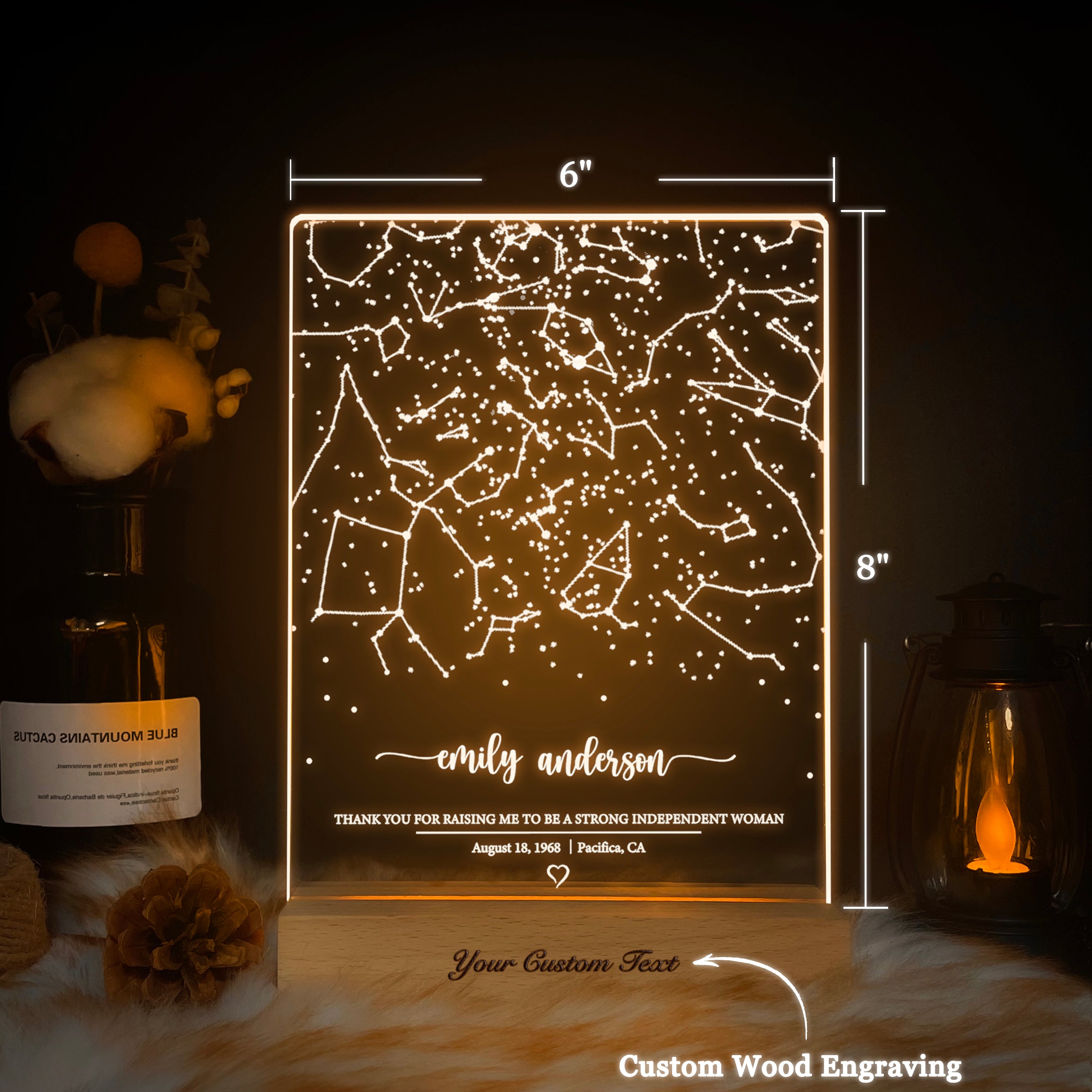 Personalized Night Sky Star Map by Date – Custom Constellation Print & Night Light (STAR02MM)