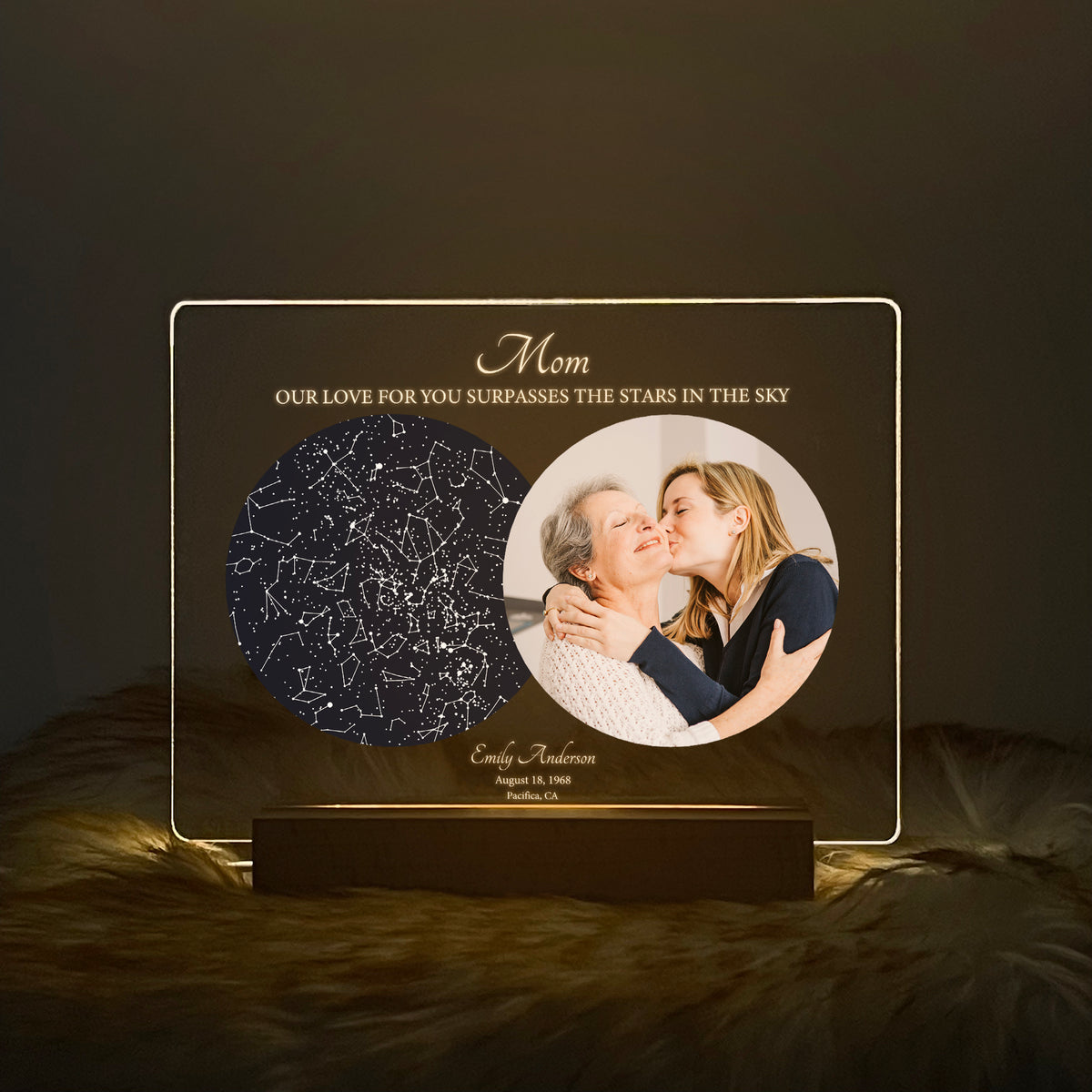 Personalized Night Sky Star Map by Date – Custom Constellation Print & Night Light (STAR01C)