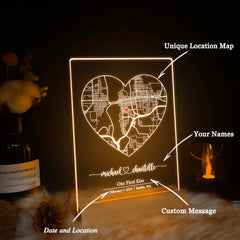 Custom Location Map Acrylic Night Light (MAP02)