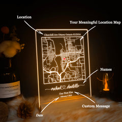 Custom Location Map Acrylic Night Light (MAP06)