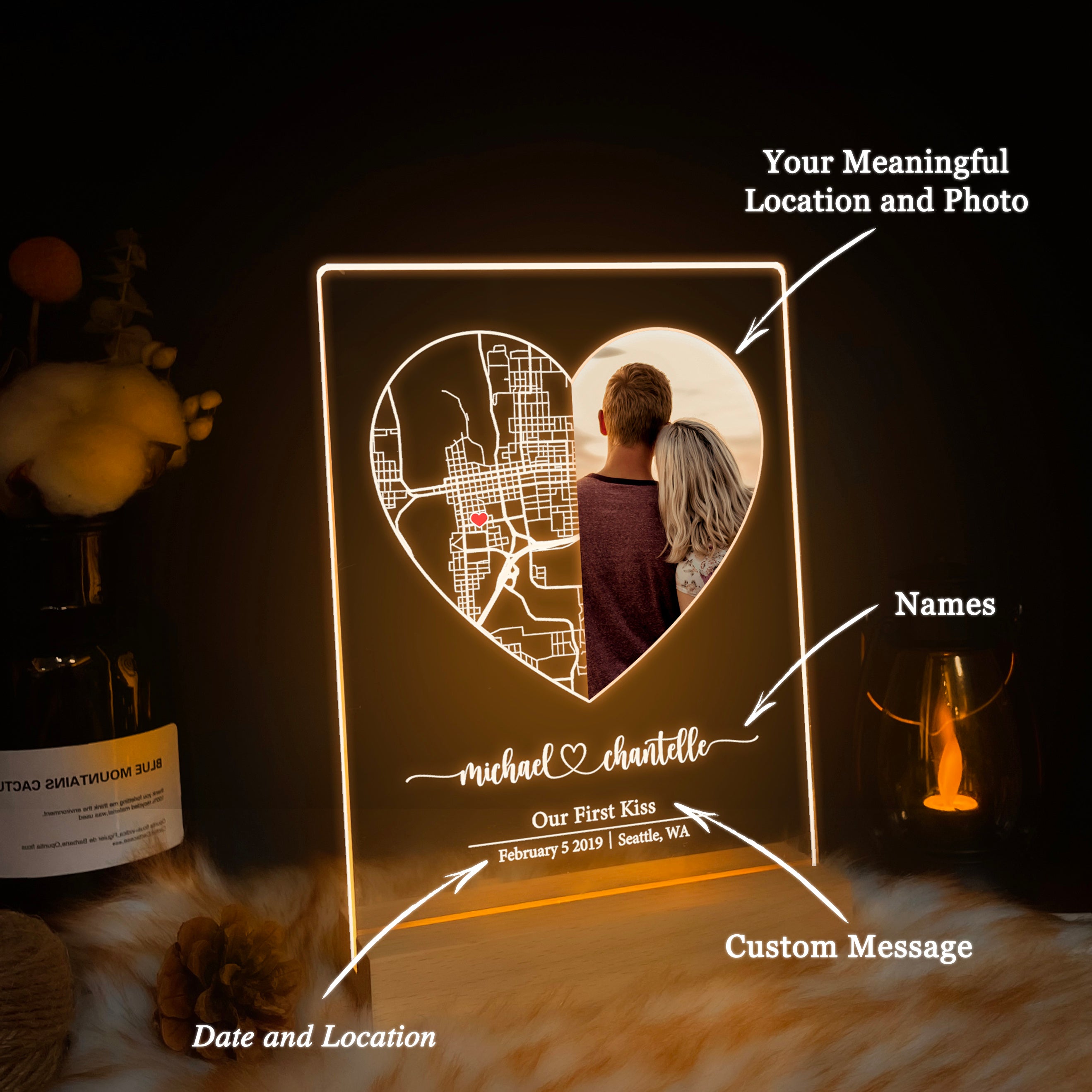 Custom Location Map and Photo Night Light (MAP07)