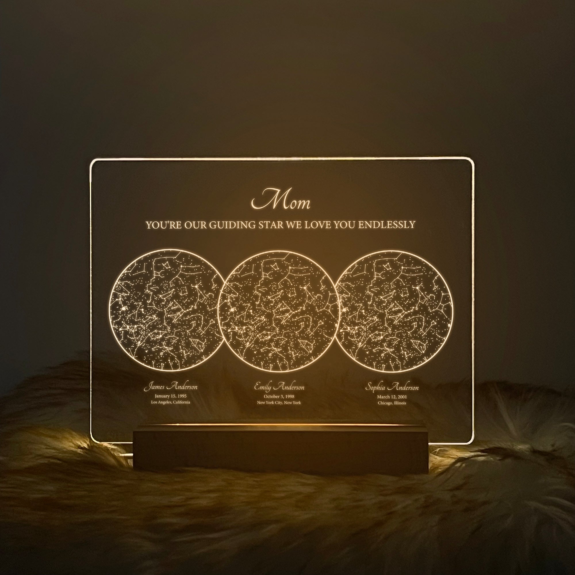 Personalized Night Sky Star Map by Date – Custom Constellation Print & Night Light (STAR01E)