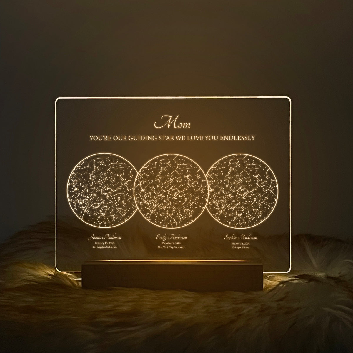 Personalized Night Sky Star Map by Date – Custom Constellation Print & Night Light (STAR01E)