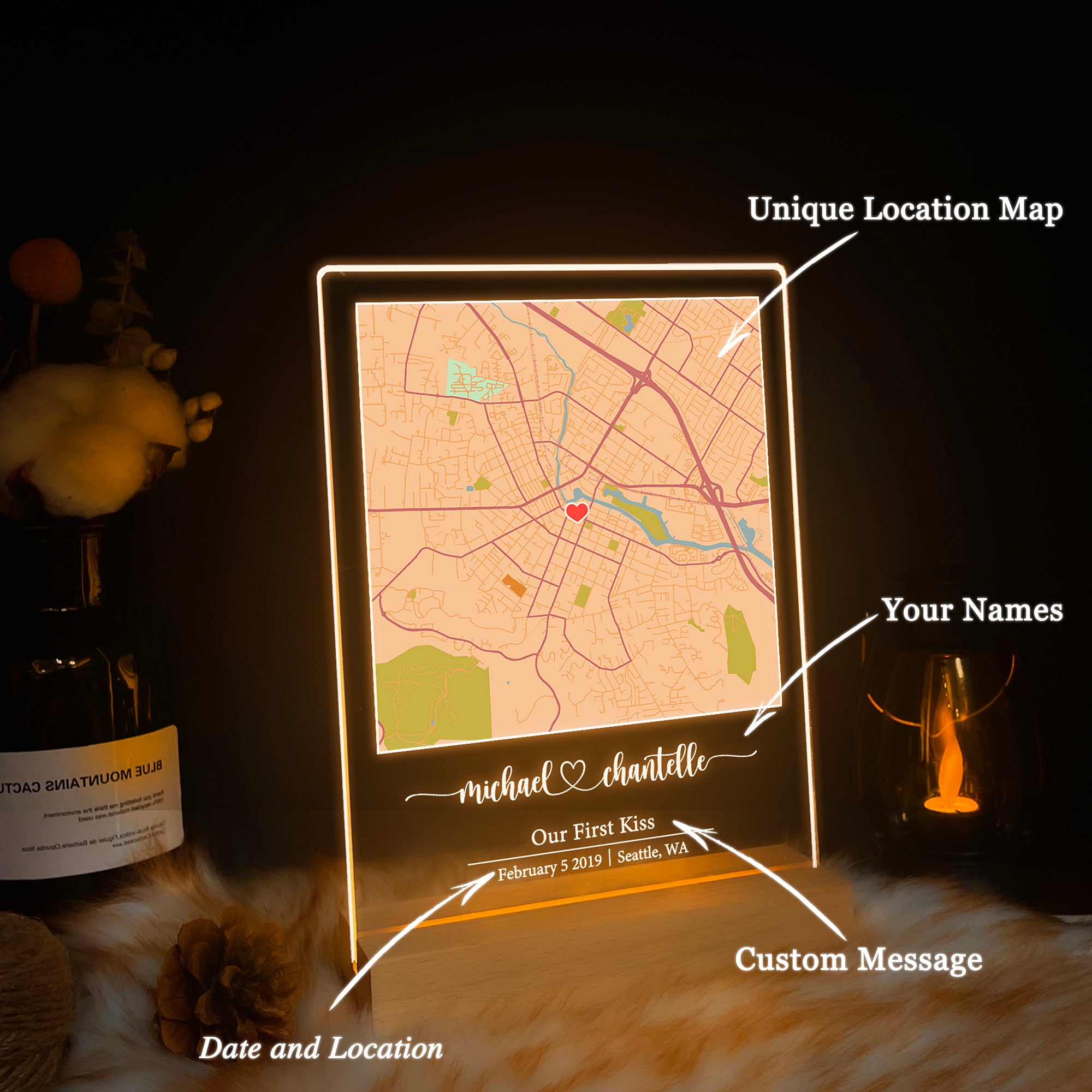 Custom Location Map Acrylic Night Light (MAP12)
