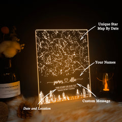 Personalized Night Sky Star Map by Date – Custom Constellation Print & Night Light (STAR01P)